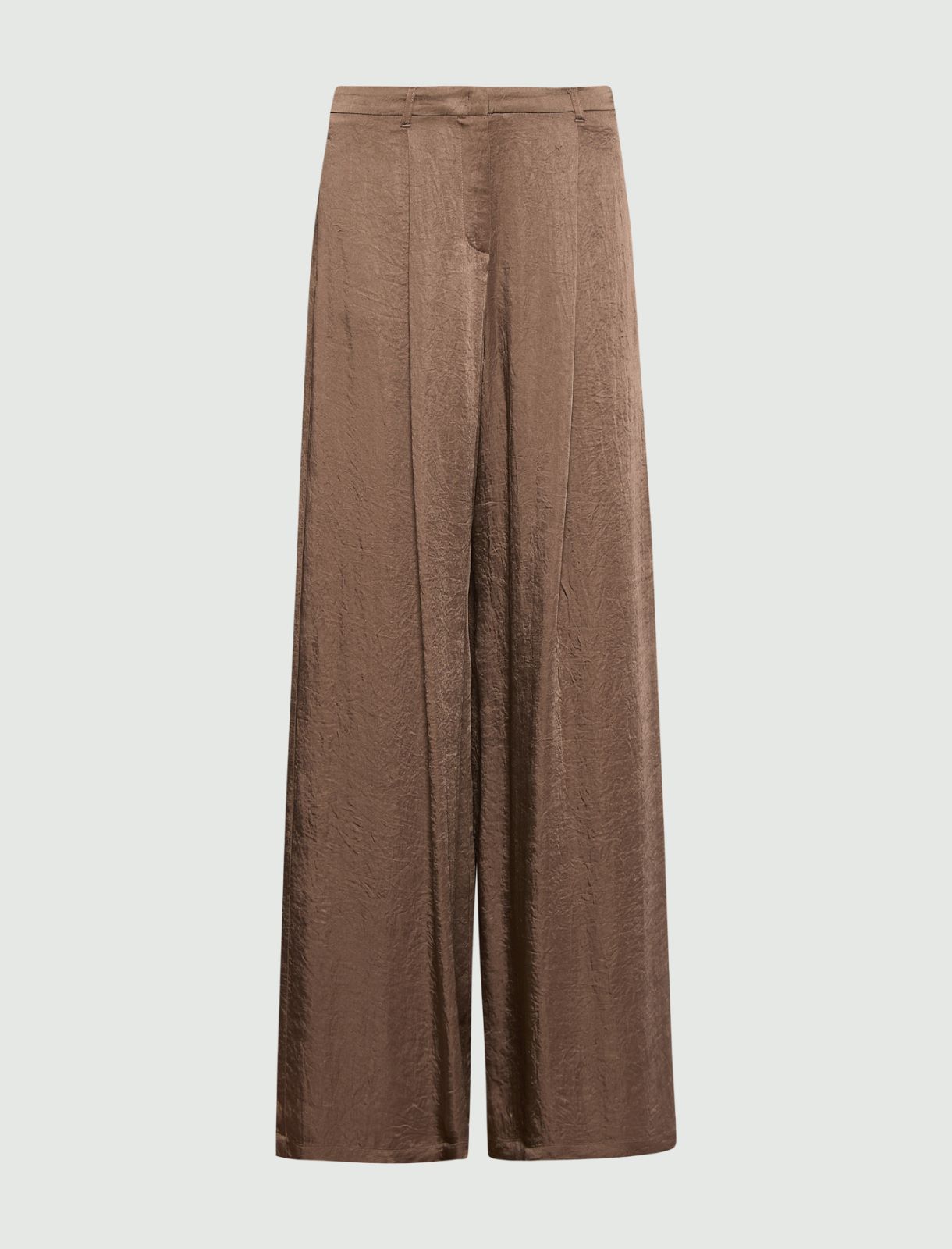 Pantalon large en sergé froissé - BRUN - Marella