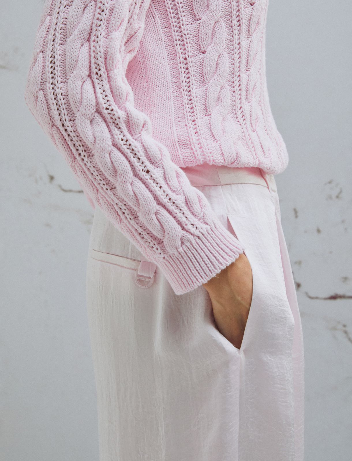 Wide-fit crinkle twill trousers - PINK - Marella - 5