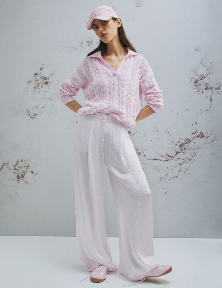 Wide-fit crinkle twill trousers - Marella