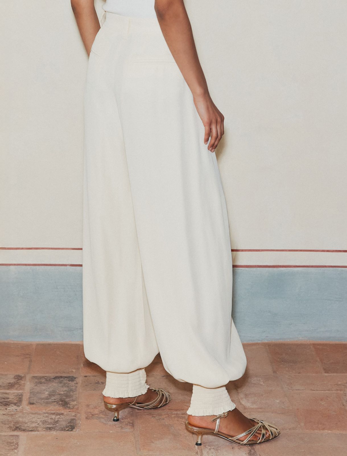 Wide-fit georgette trousers - WOOL WHITE - Marella - 3