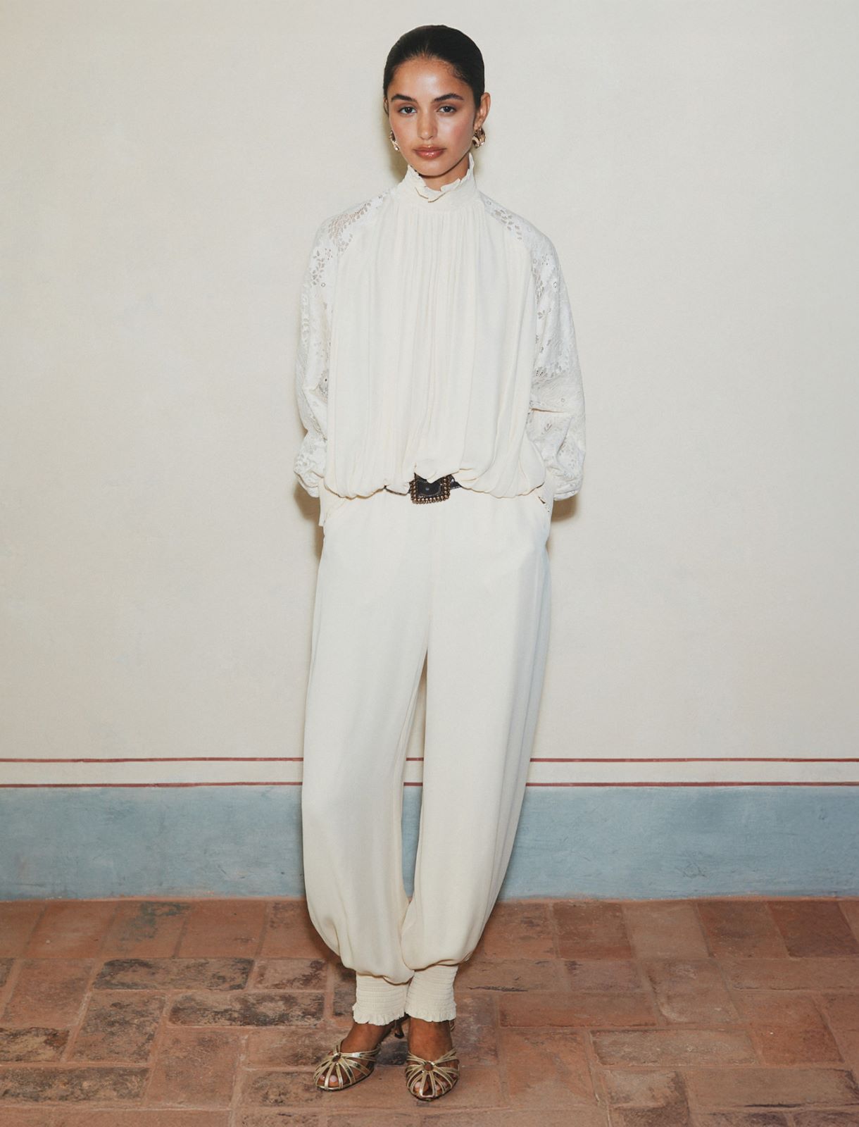 Wide-fit georgette trousers - WOOL WHITE - Marella - 4