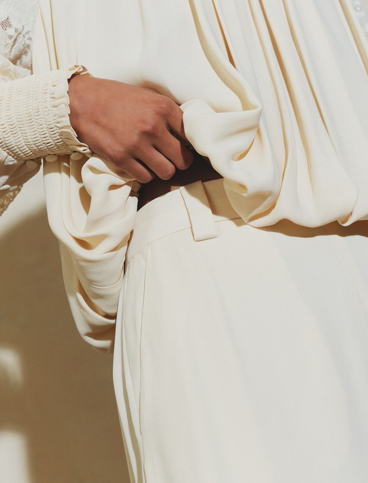 Wide-fit georgette trousers - WOOL WHITE - Marella - 5