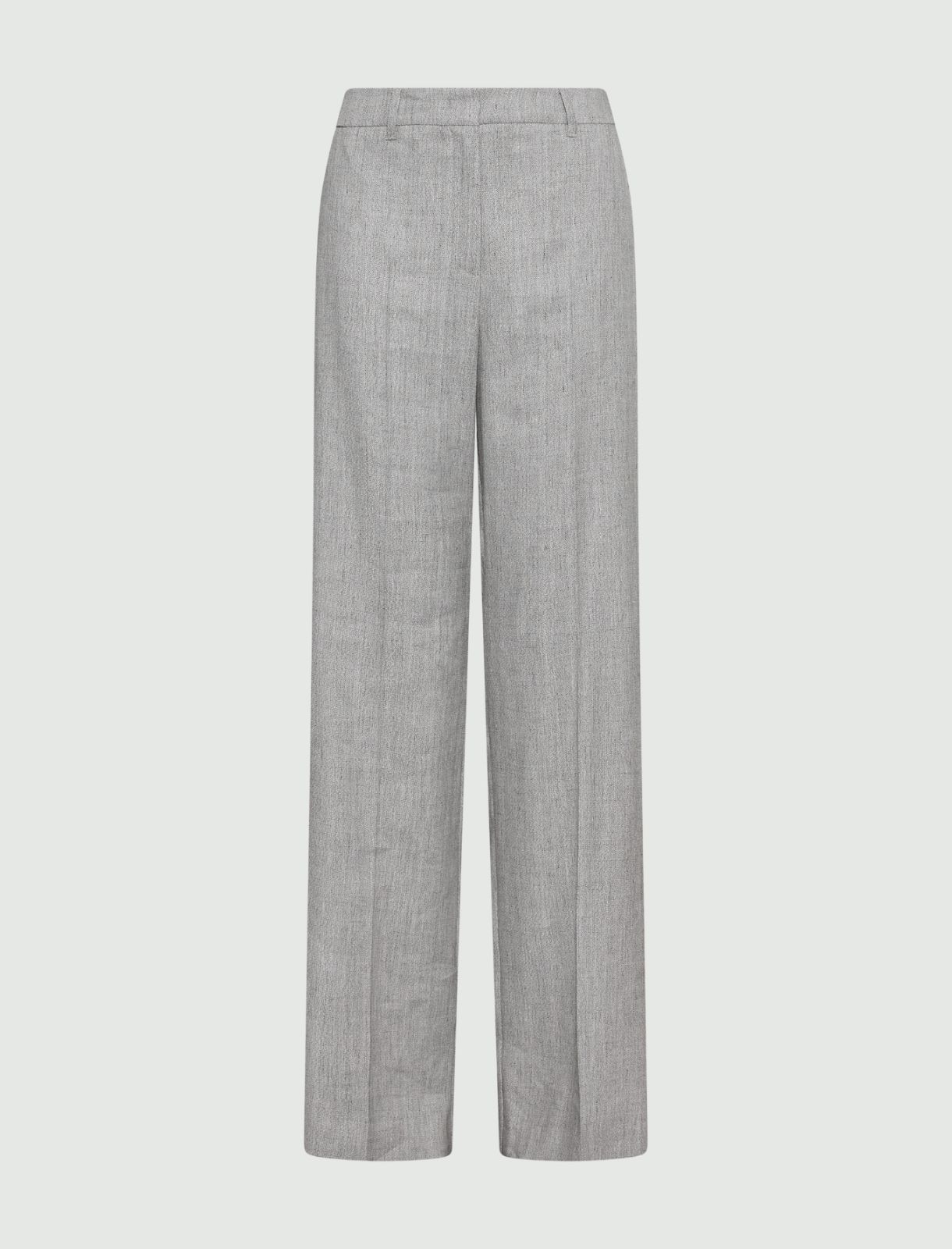 Linen and viscose grisaille palazzo trousers - Grey - Marella