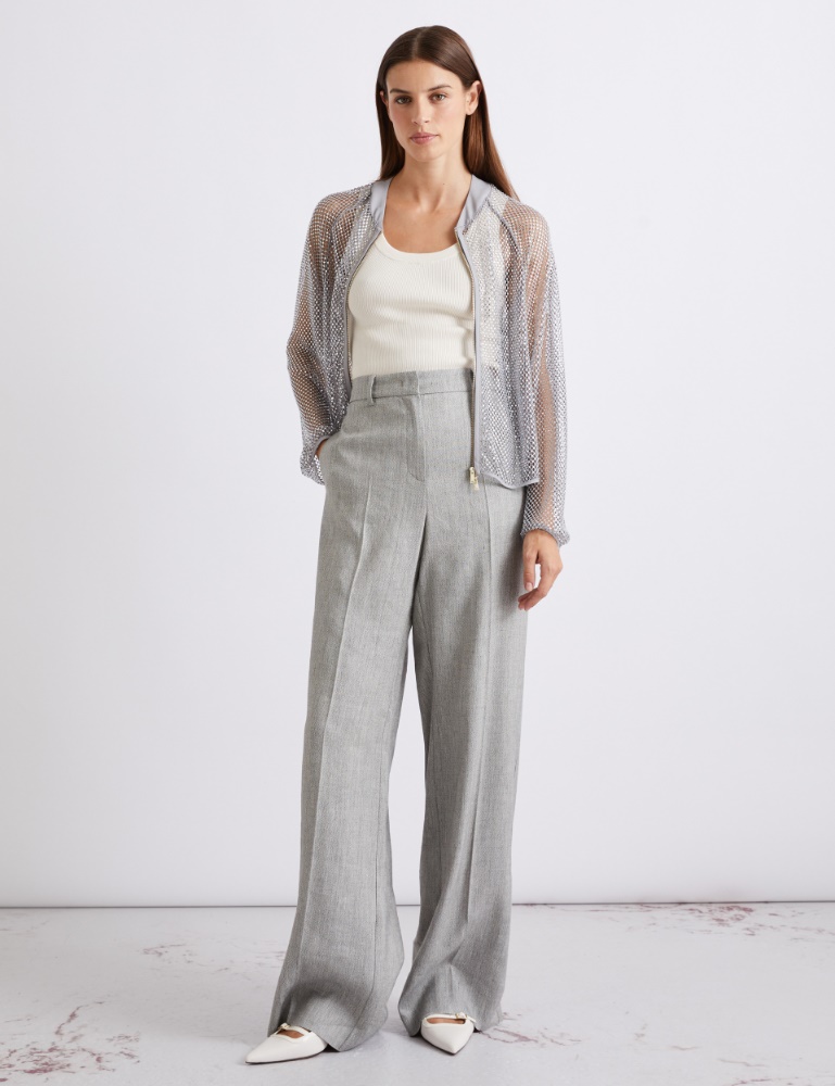 Linen and viscose grisaille palazzo trousers - Marella