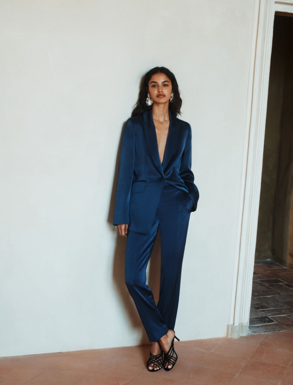 Envers satin chino trousers - NAVY - Marella - 2