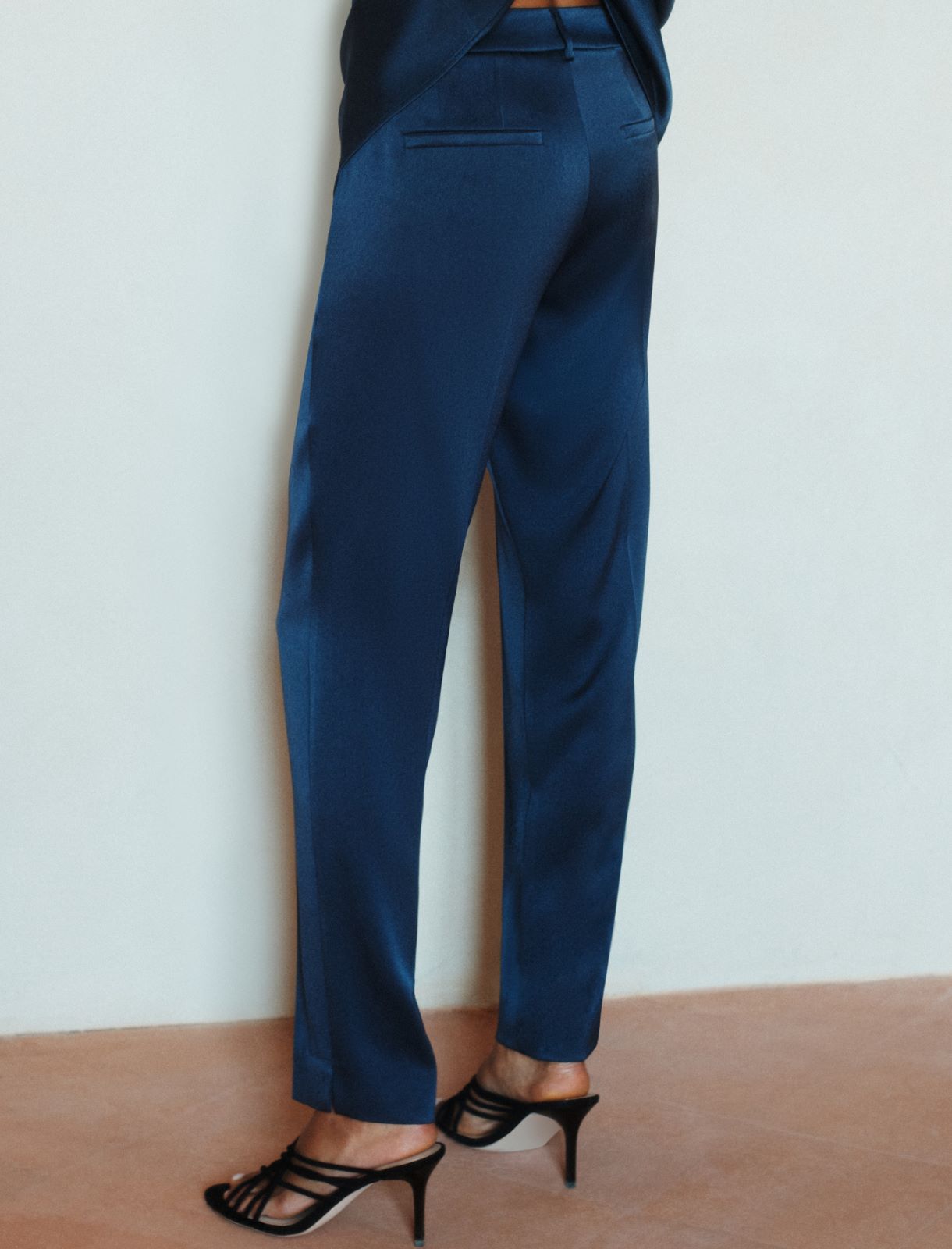 Envers satin chino trousers - NAVY - Marella - 3