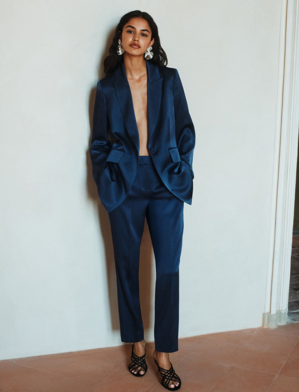 Envers satin chino trousers - NAVY - Marella - 4