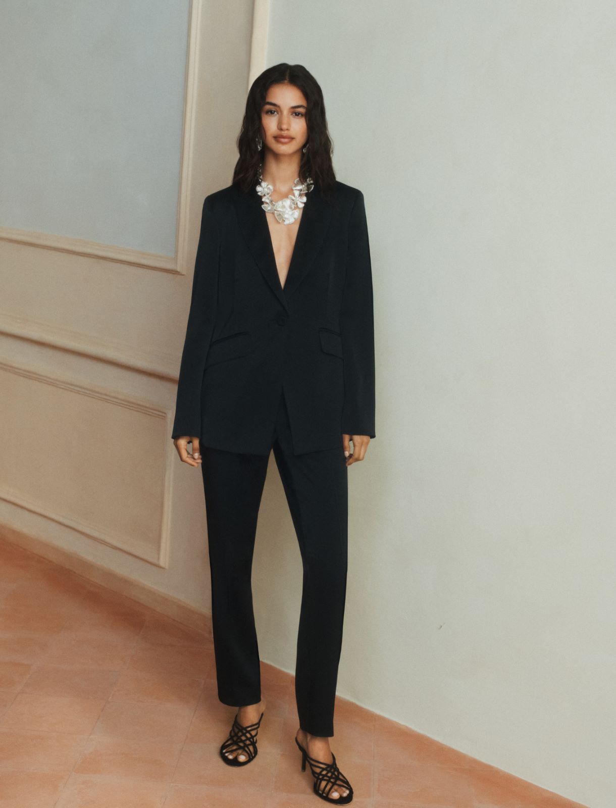 Pantalón chino de envers satén - NEGRO - Marella - 2