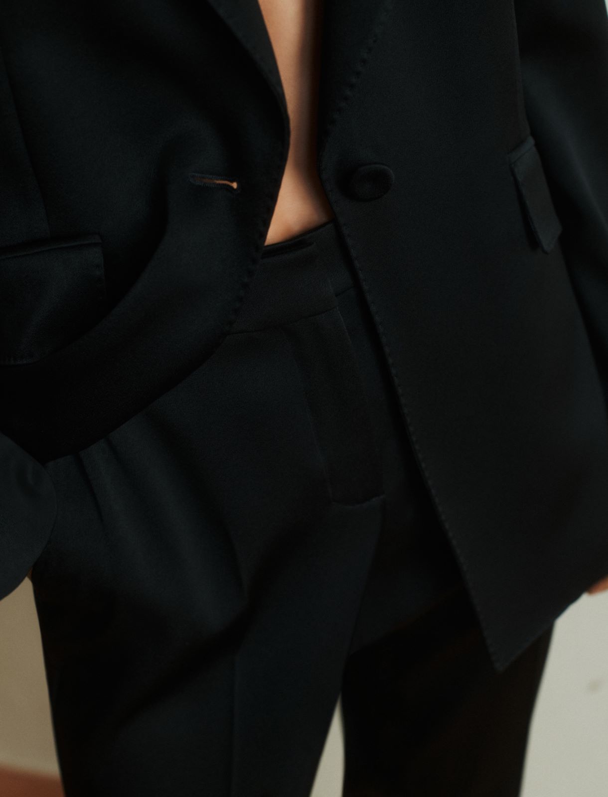 Pantalón chino de envers satén - NEGRO - Marella - 5