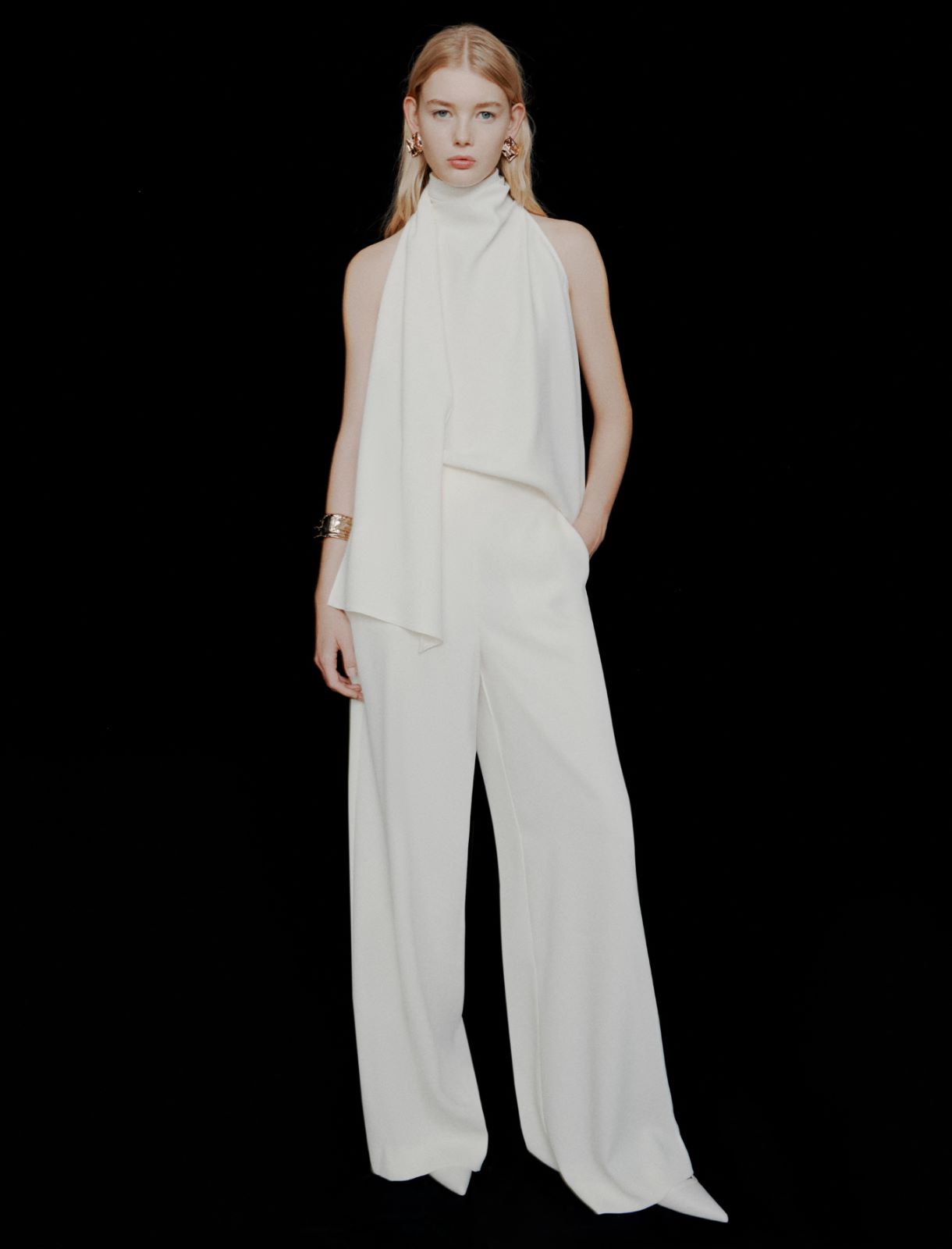 Wide-fit envers satin trousers - WOOL WHITE - Marella - 2