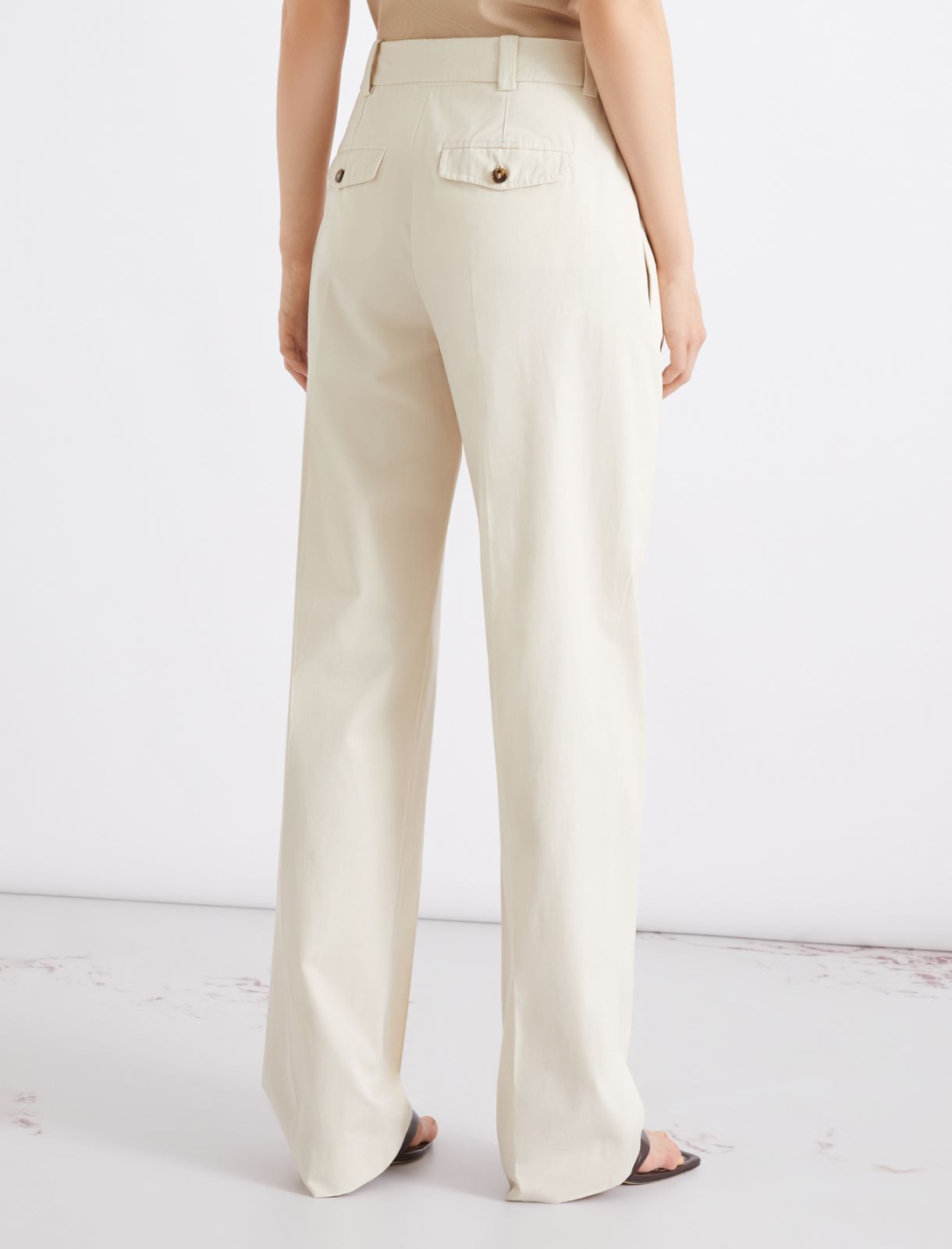 Straight-fit pure cotton poplin trousers - ICE - Marella - 3