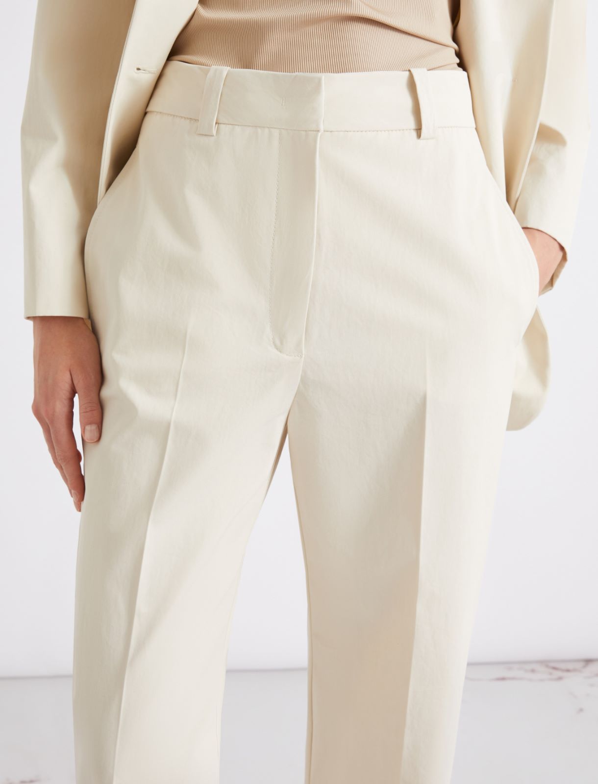 Straight-fit pure cotton poplin trousers - ICE - Marella - 5