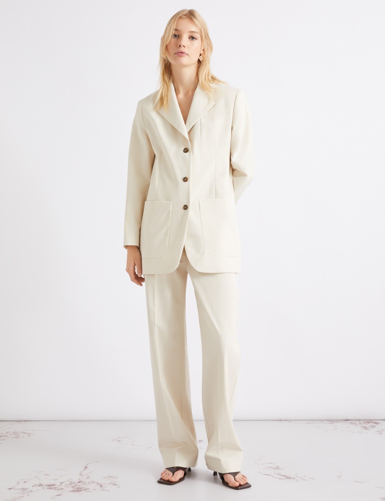 Straight-fit pure cotton poplin trousers - Marella