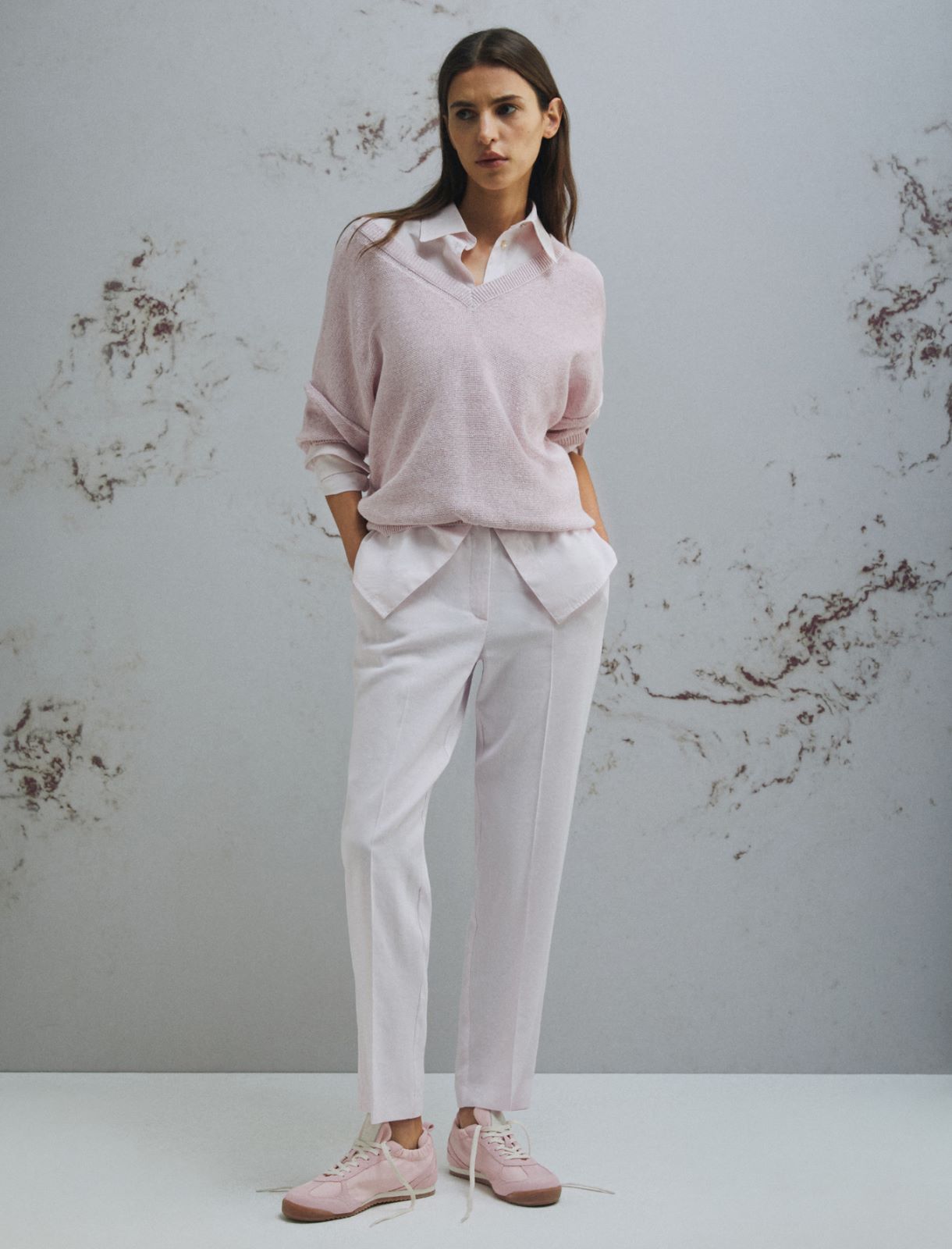 Stretch viscose and linen trousers - PINK - Marella - 2