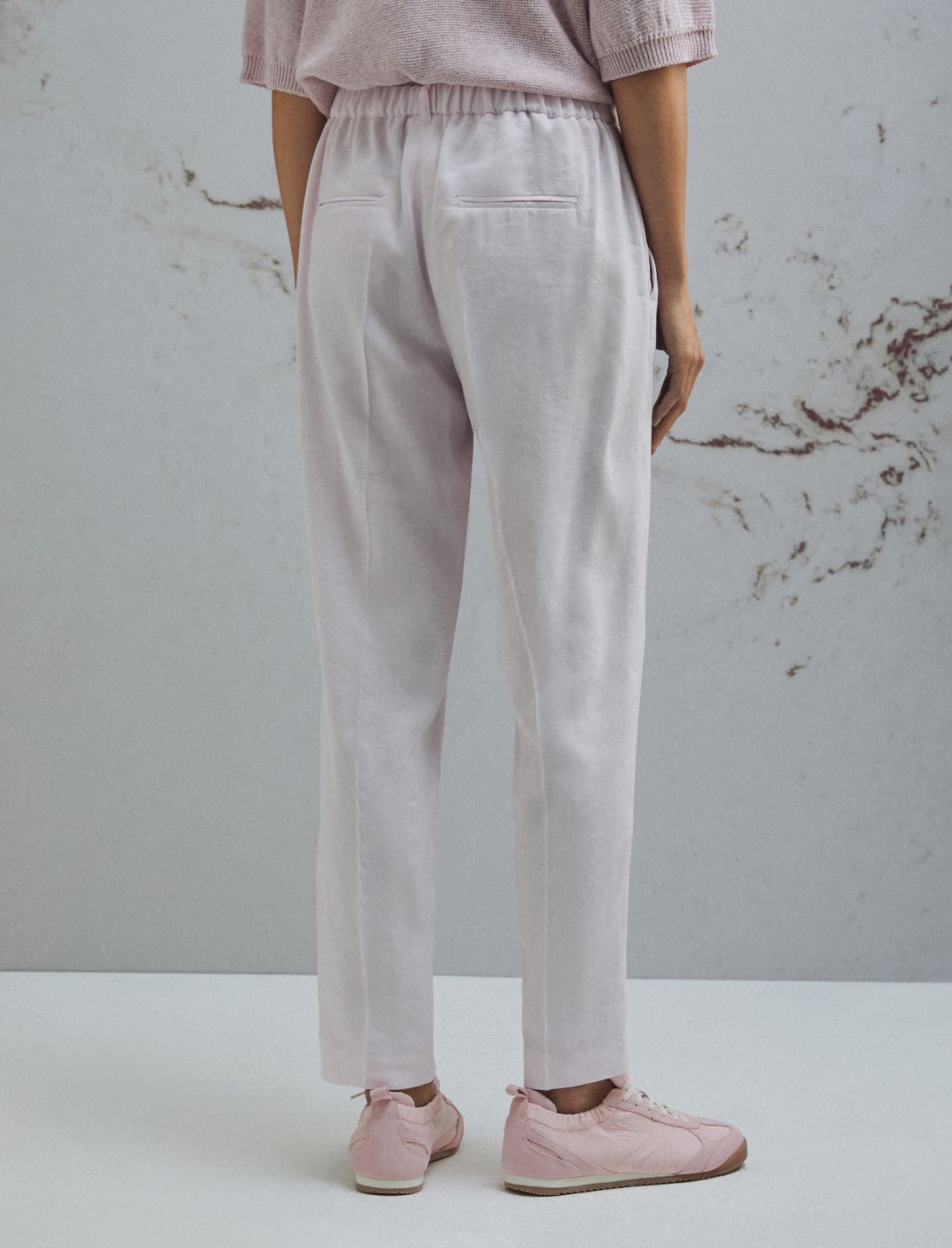 Stretch viscose and linen trousers - PINK - Marella - 3