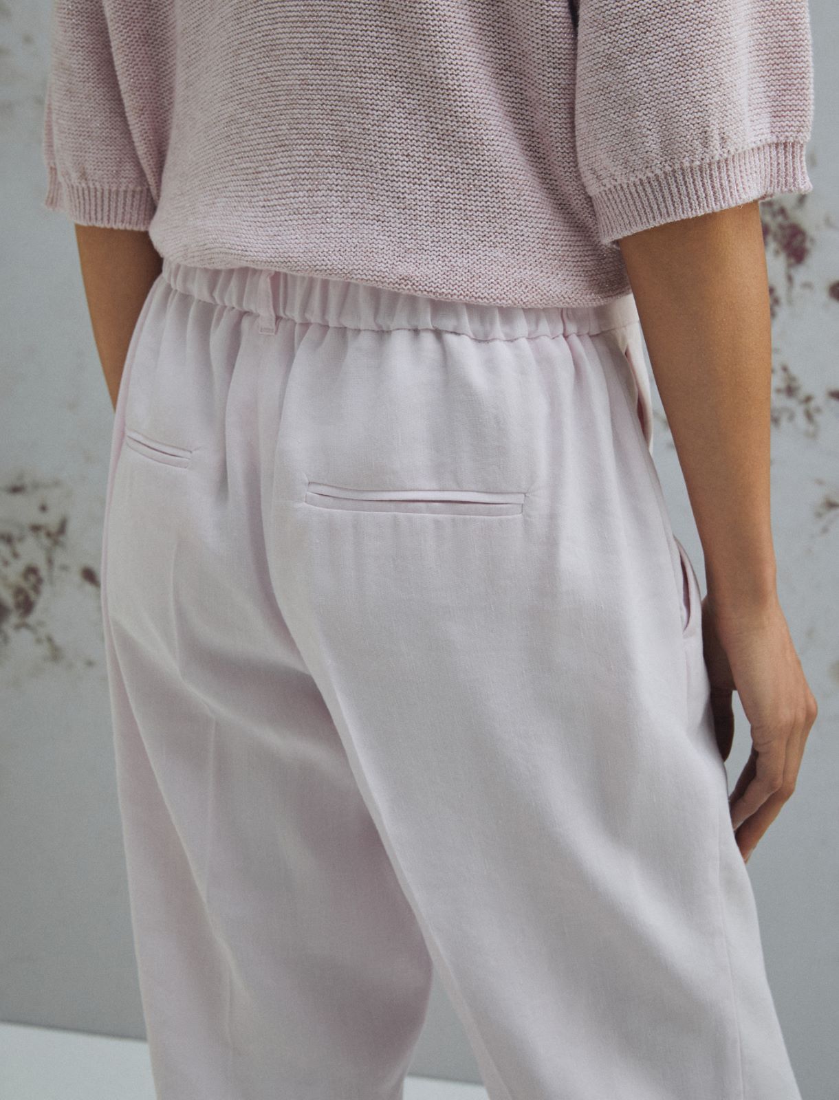 Stretch viscose and linen trousers - PINK - Marella - 5