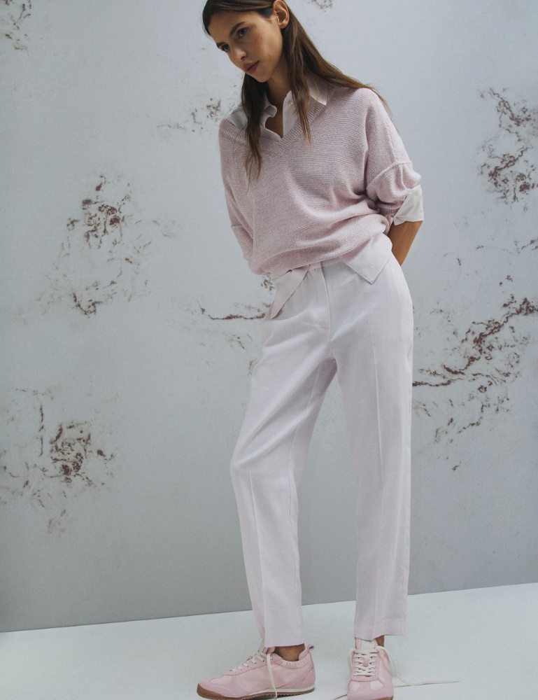 Stretch viscose and linen trousers - Marella