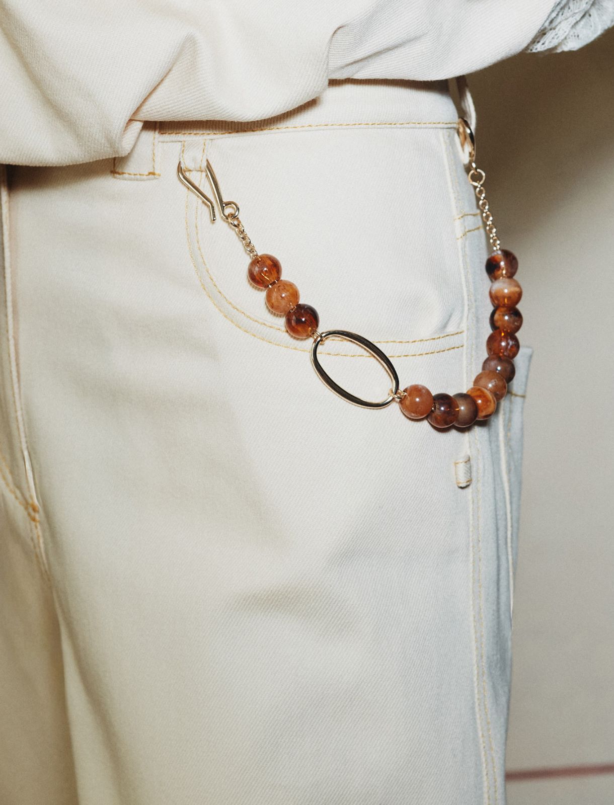 Stretch cotton barrel-leg trousers - WOOL WHITE - Marella - 5