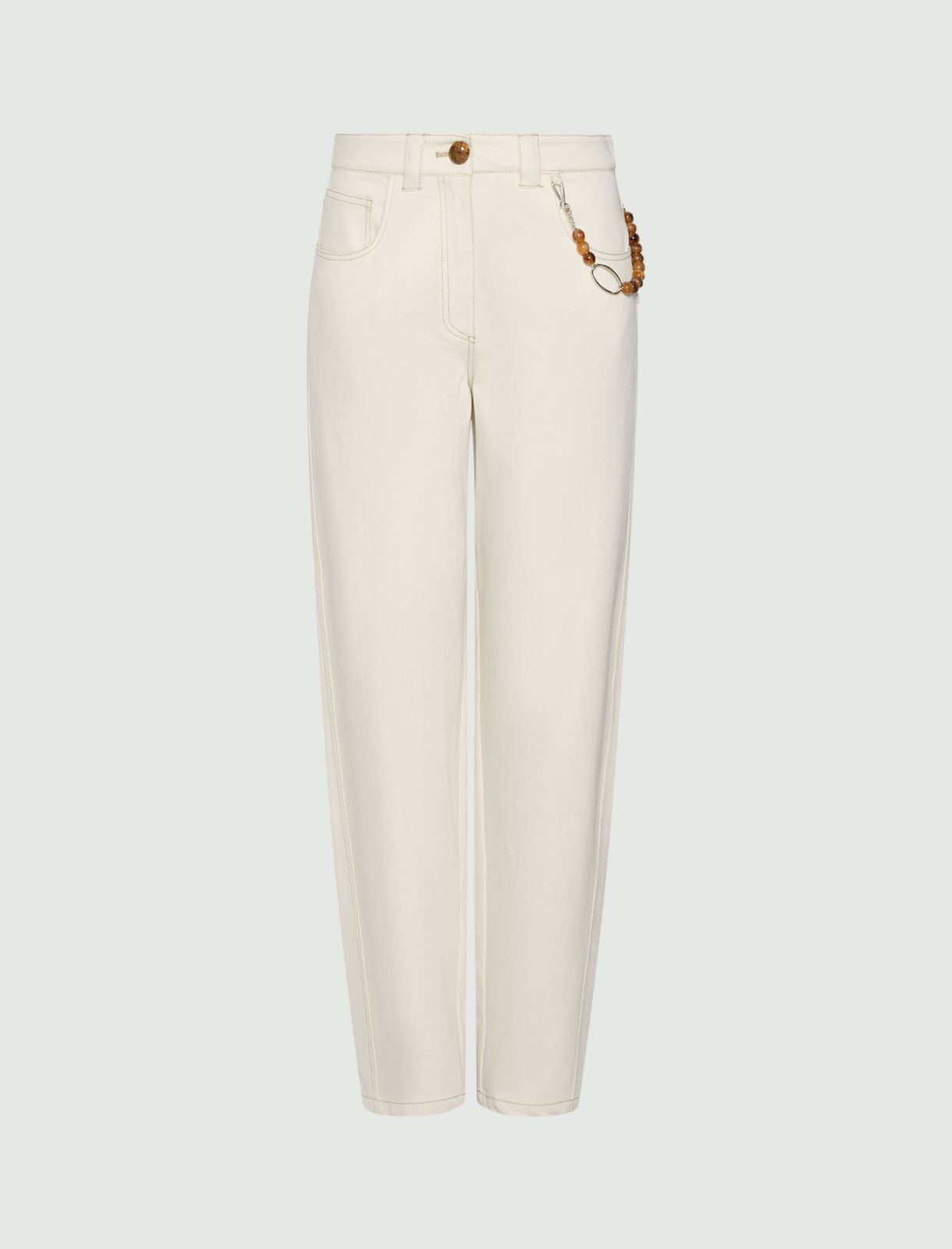 Stretch cotton barrel-leg trousers - WOOL WHITE - Marella