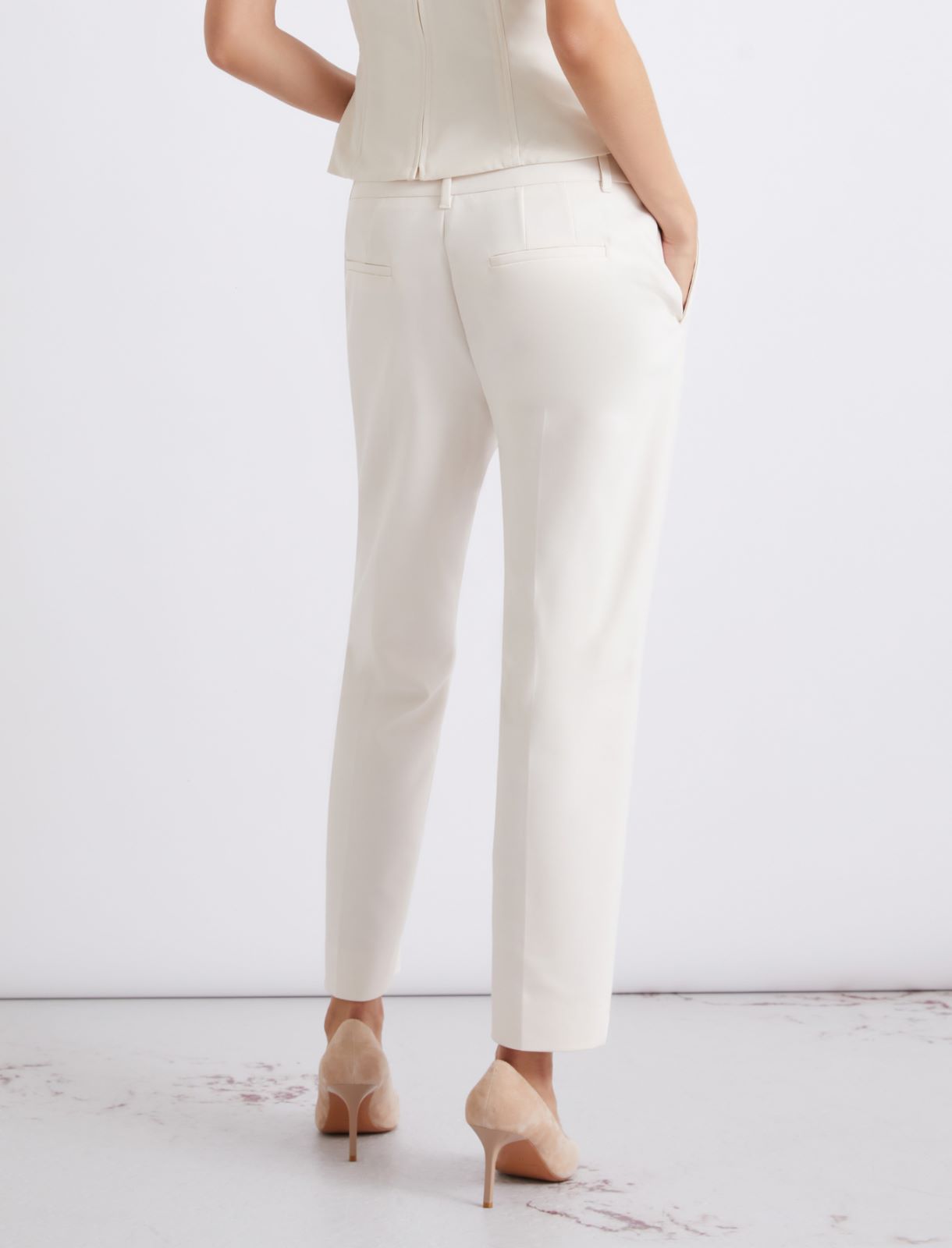 Stretch cotton-blend trousers - WHITE - Marella - 3