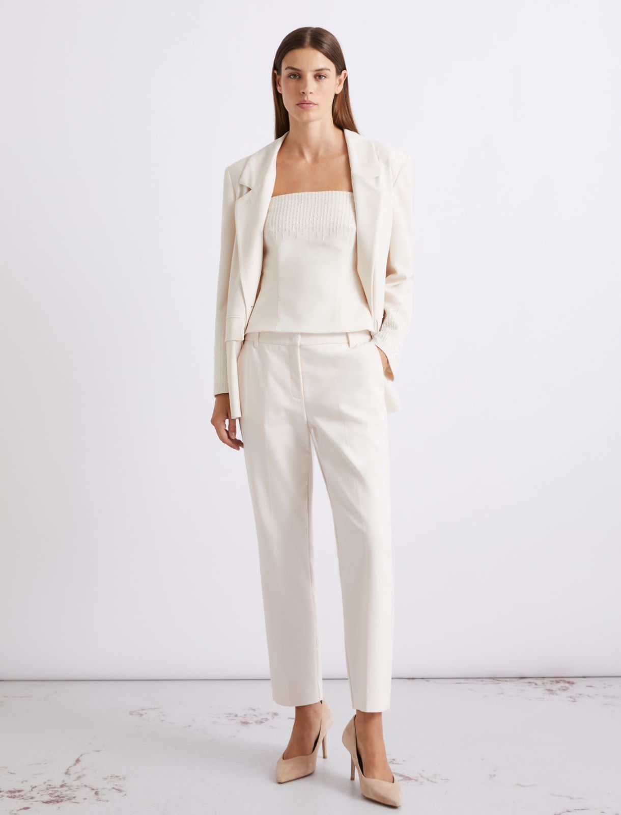 Stretch cotton-blend trousers - WHITE - Marella - 4