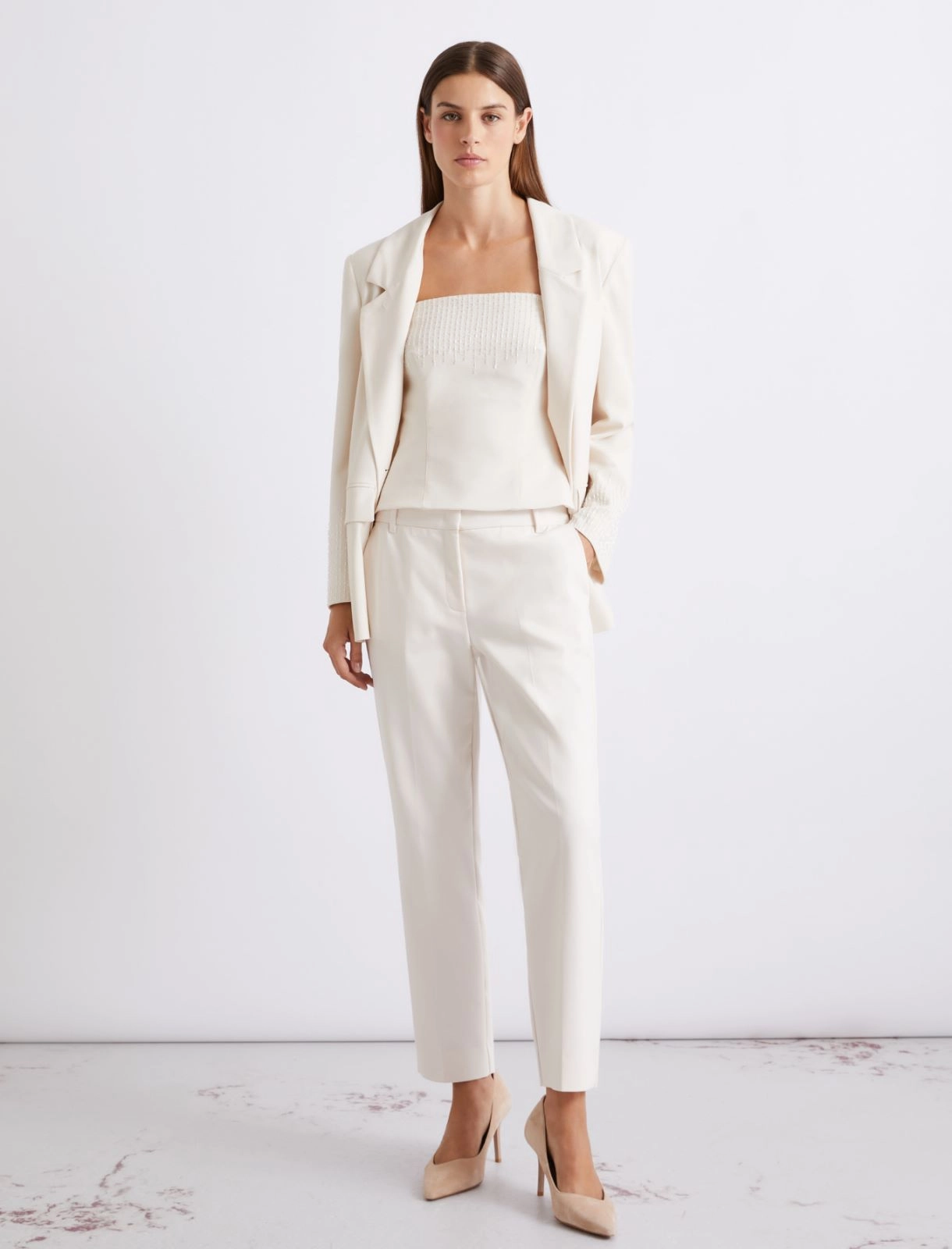 Stretch cotton-blend trousers - WHITE - Marella - 4