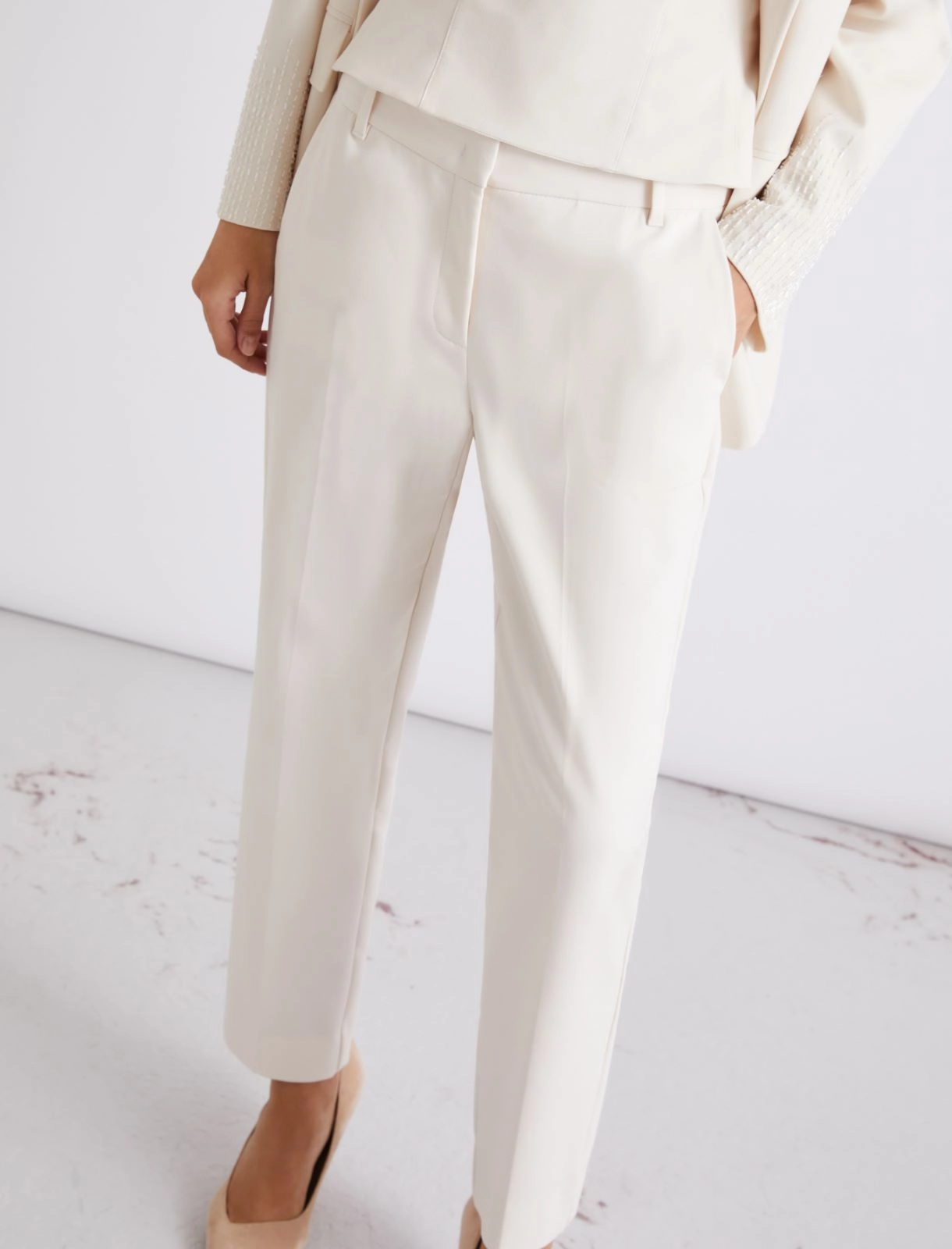 Stretch cotton-blend trousers - WHITE - Marella - 5