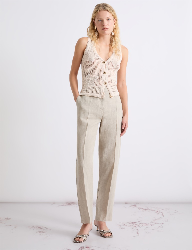 Linen canvas chino trousers - Marella