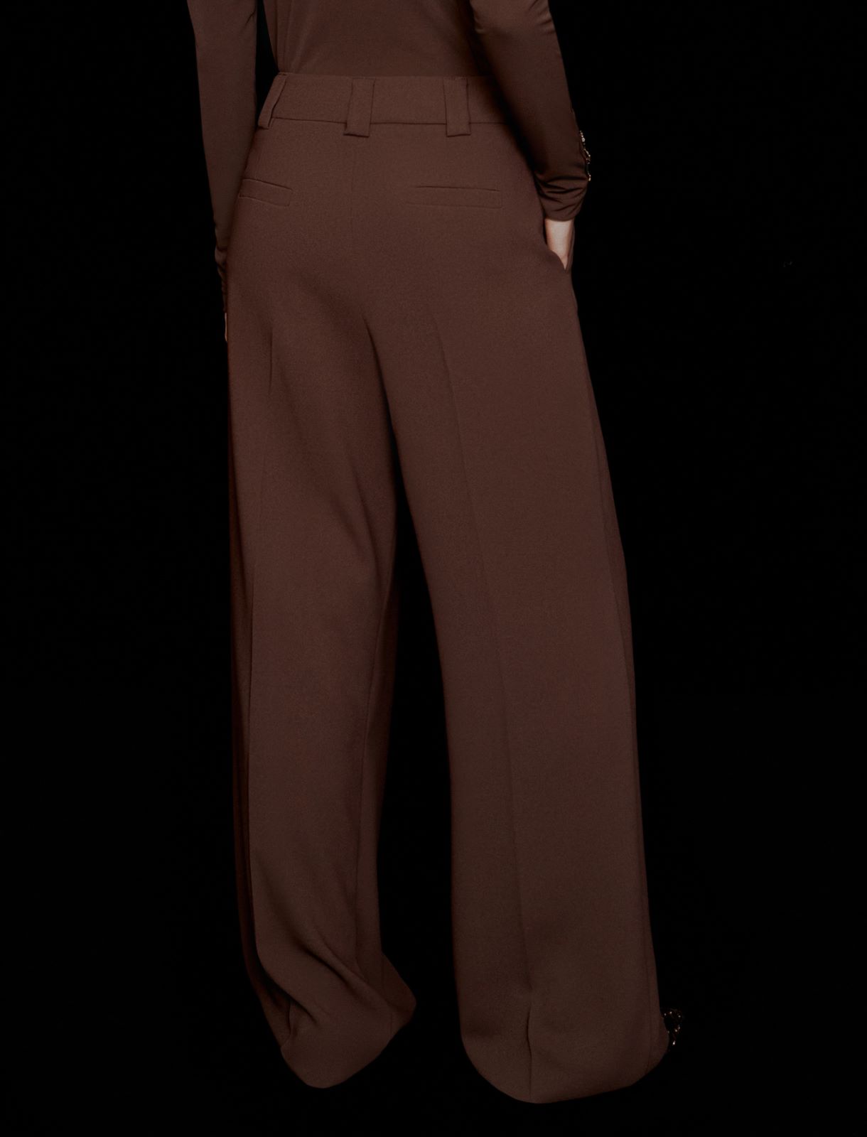 Pantalon droit en envers satin - BRUN - Marella - 3