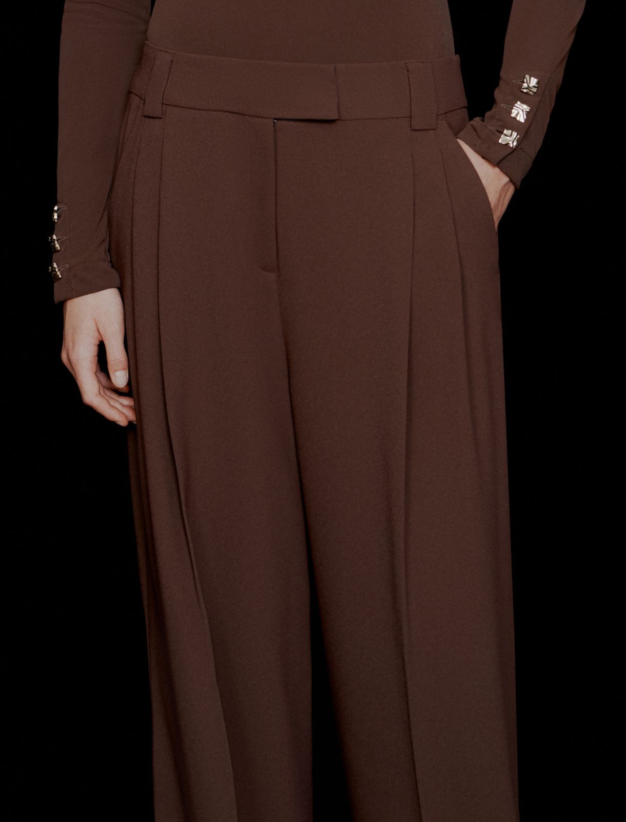 Pantalon droit en envers satin - BRUN - Marella - 5