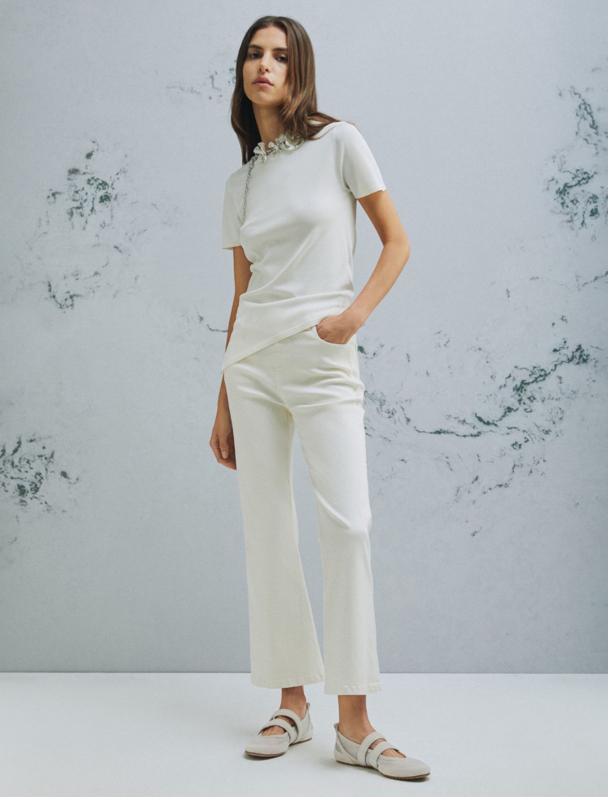 Pantalon flare à 5 poches - BLANC LAINE - Marella - 2