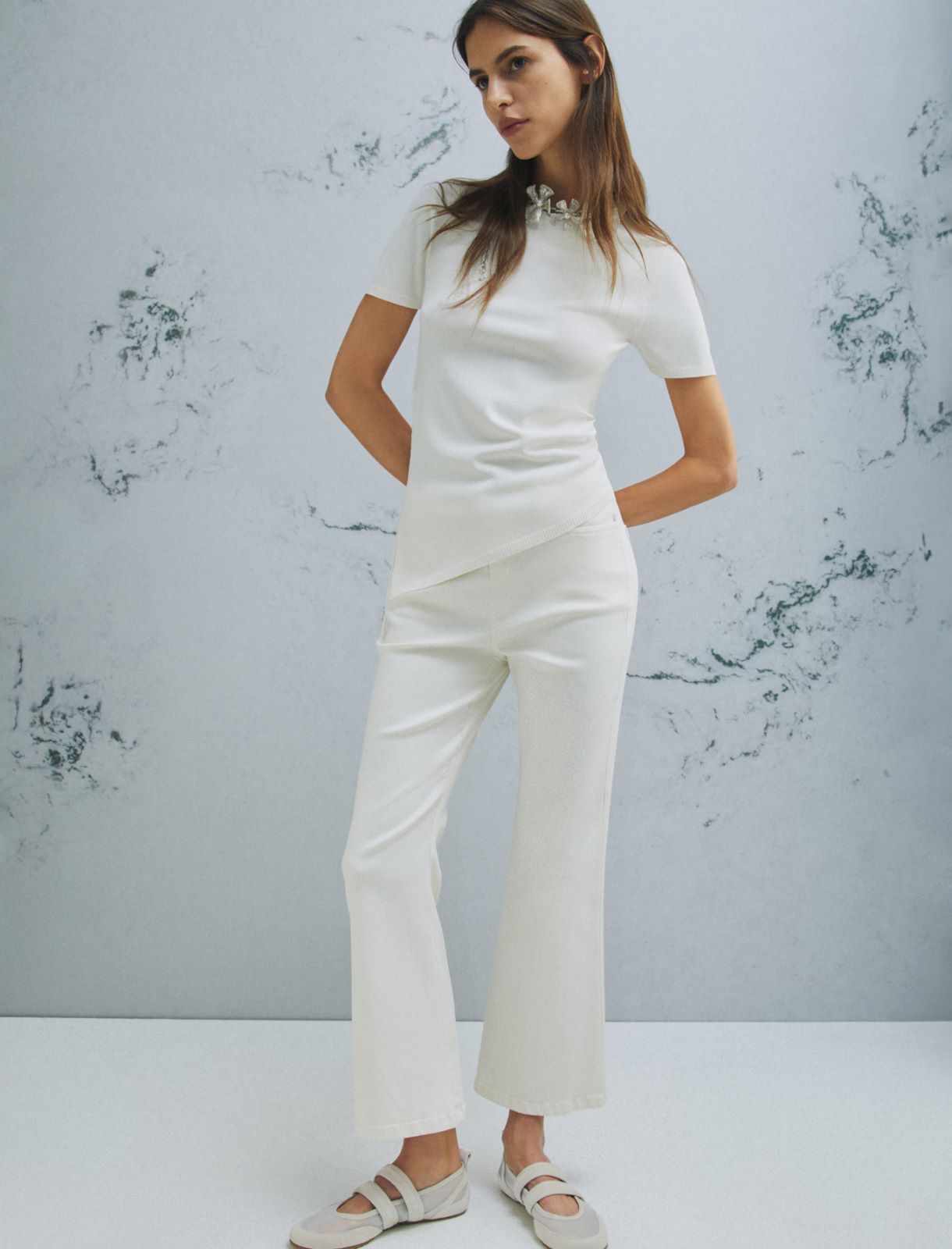 Pantalon flare à 5 poches - BLANC LAINE - Marella - 4