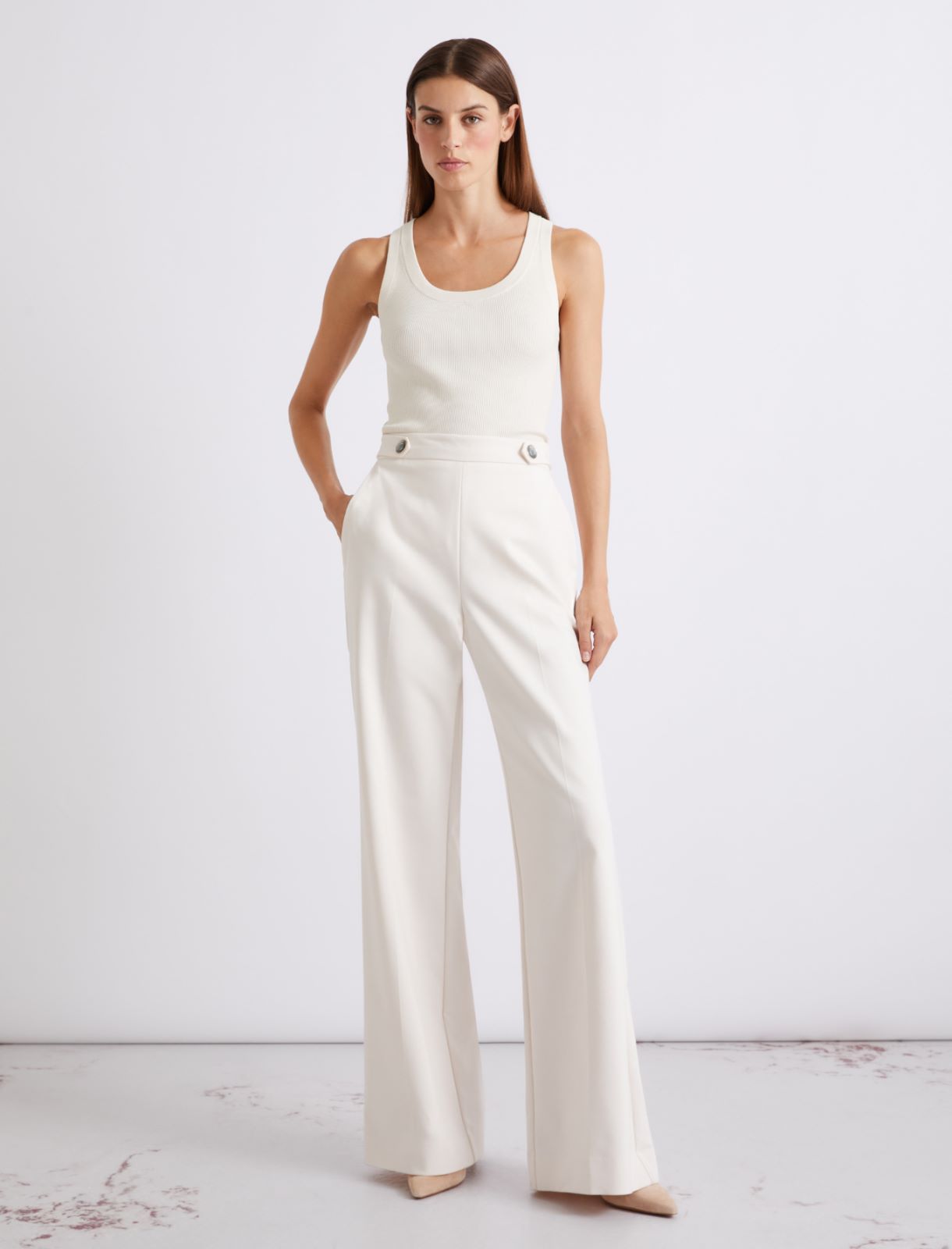 Stretch cotton-blend trousers - WHITE - Marella - 4