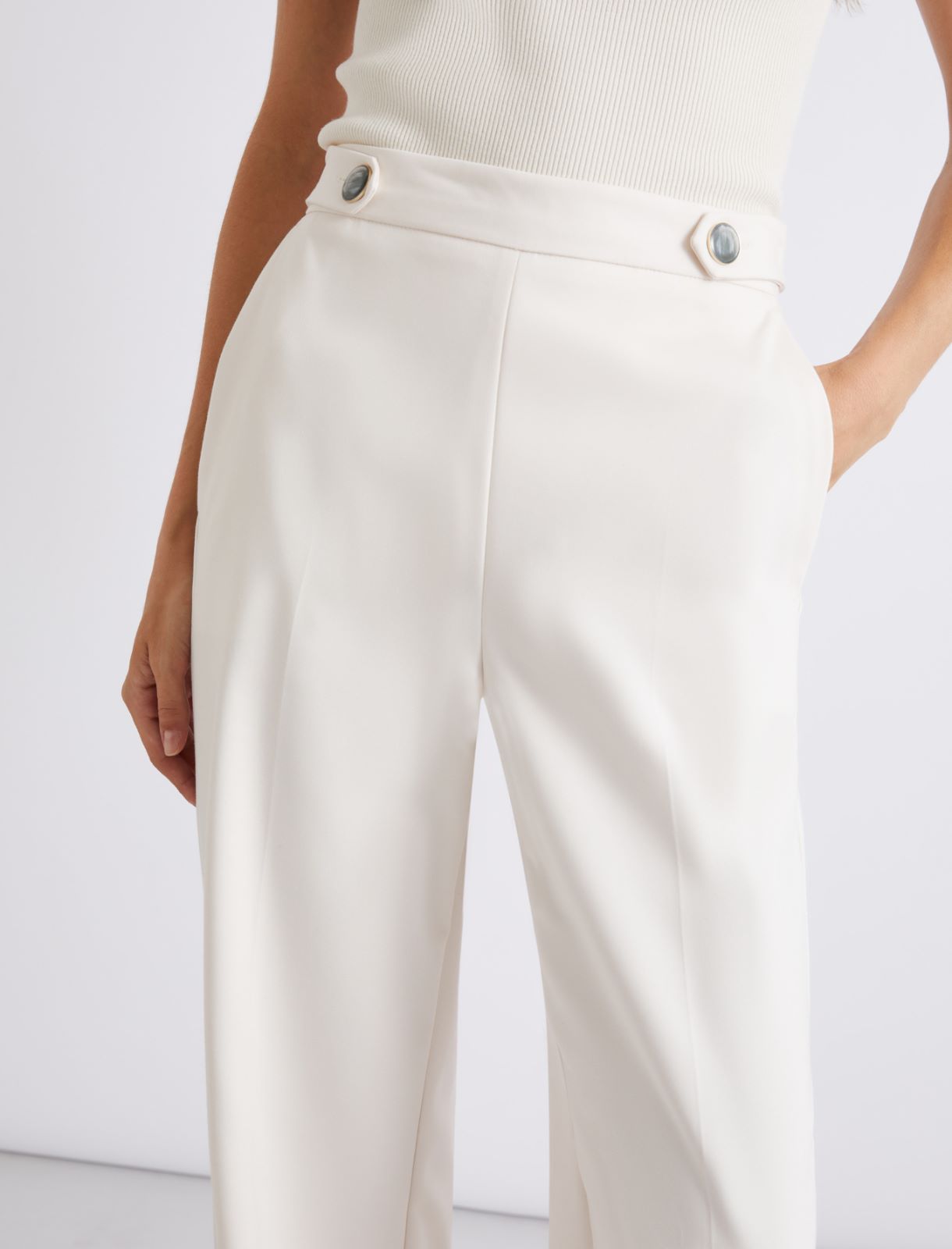 Stretch cotton-blend trousers - WHITE - Marella - 5