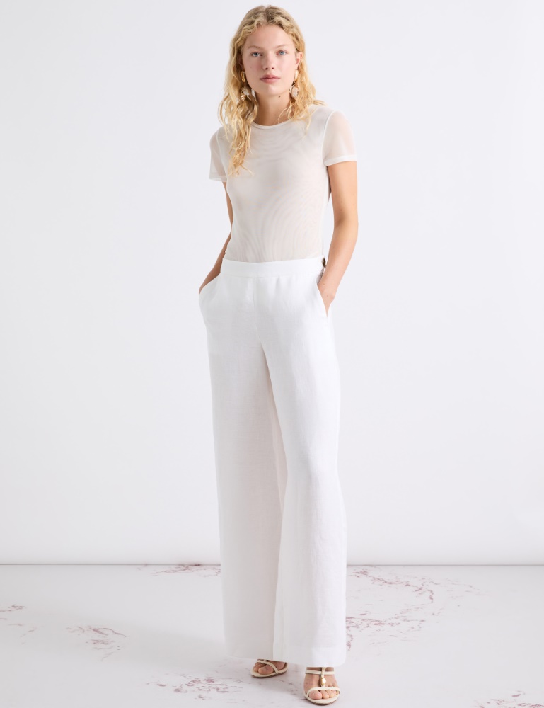 Lniane spodnie z szeroką nogawką - Marella