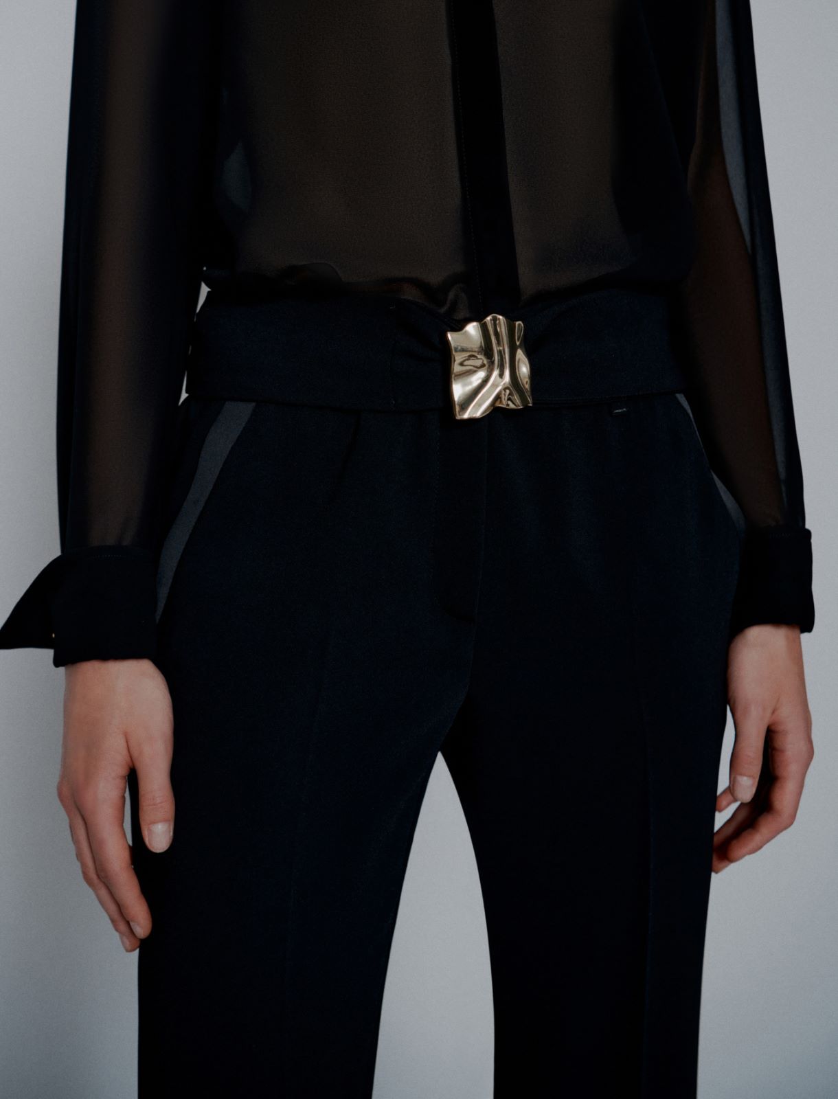 Straight-fit belted trousers - BLACK - Marella - 5