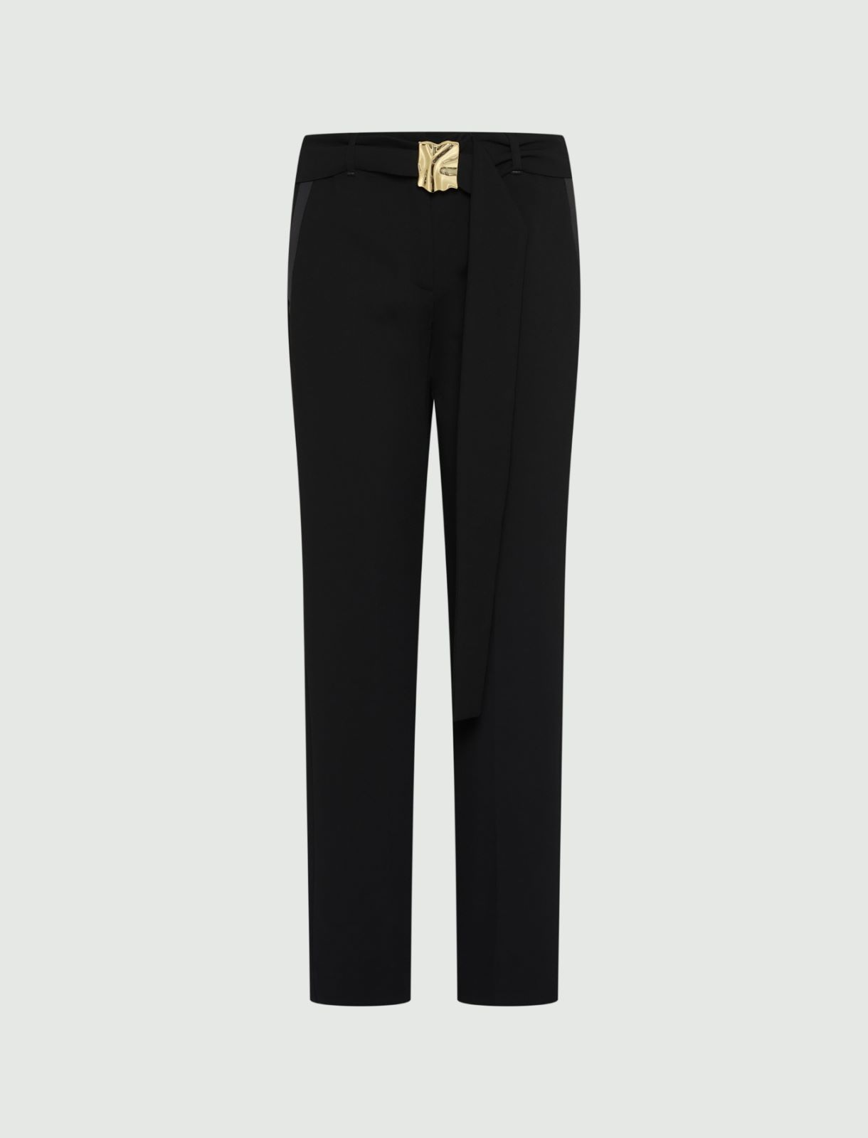 Straight-fit belted trousers - BLACK - Marella