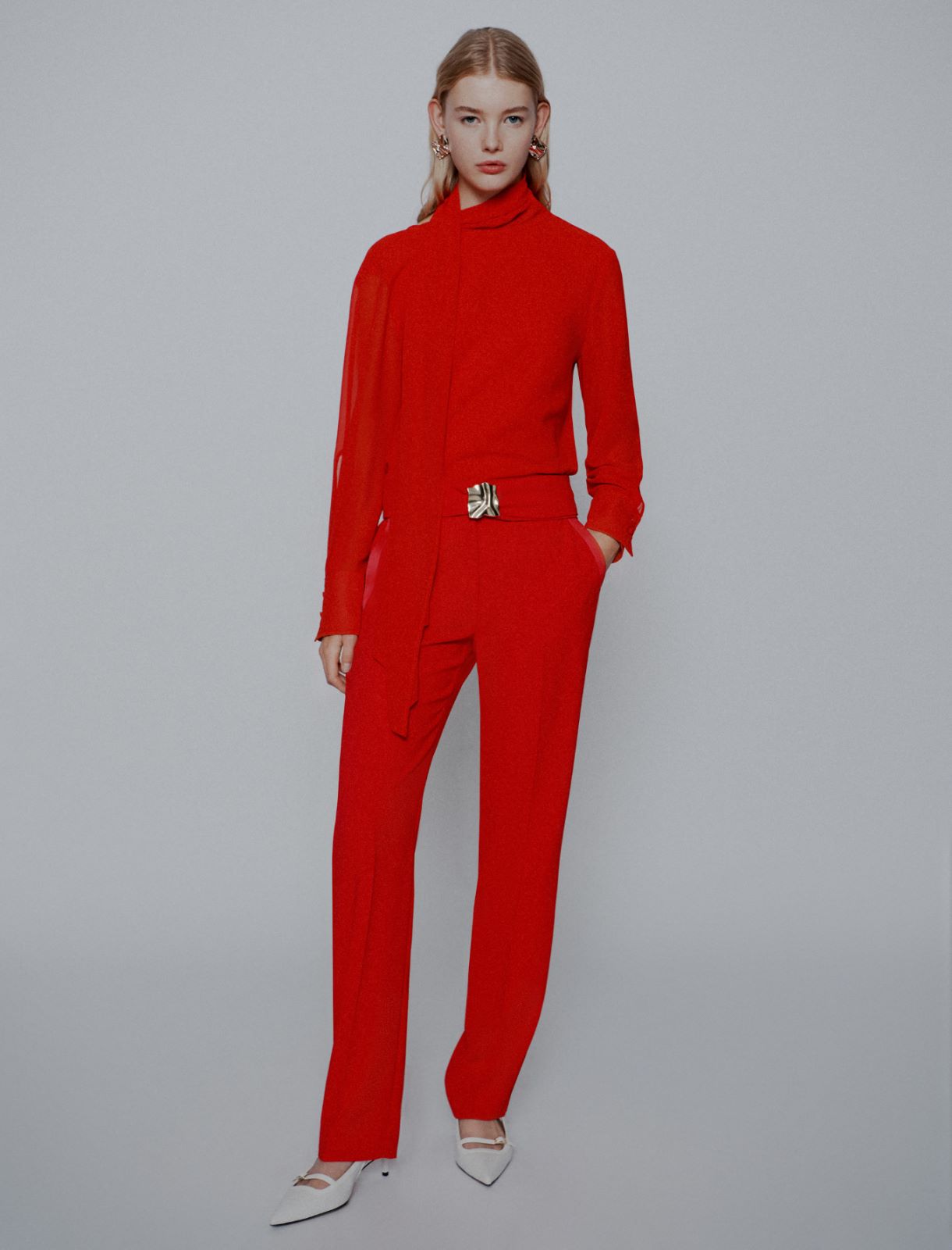 Gerade Hose mit Gürtel - ROT - Marella - 2