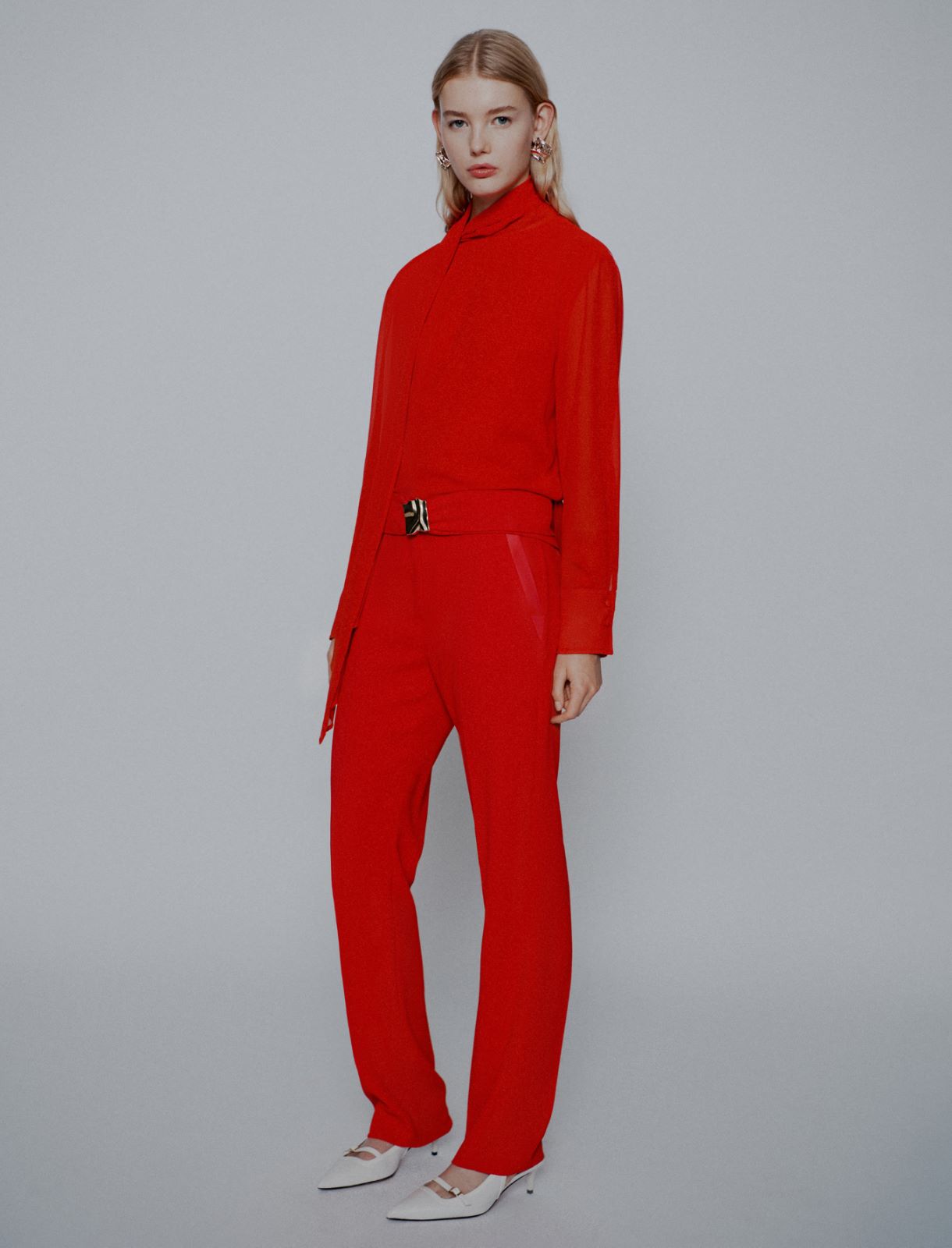 Gerade Hose mit Gürtel - ROT - Marella - 4