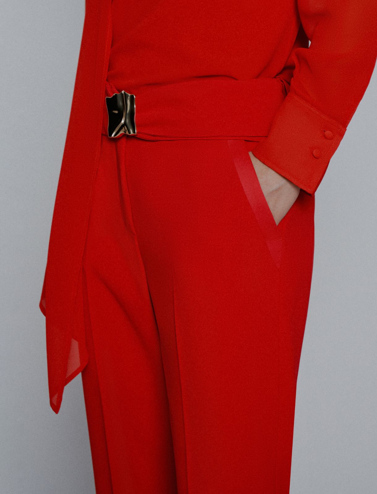 Gerade Hose mit Gürtel - ROT - Marella - 5