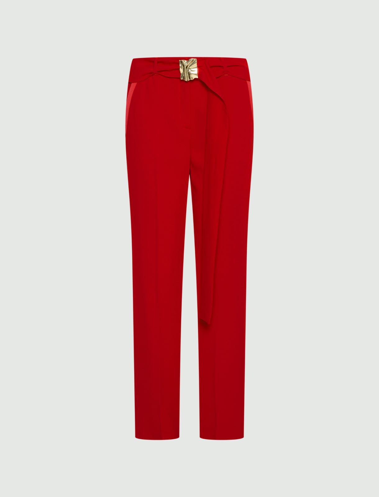 Straight-fit belted trousers - RED - Marella