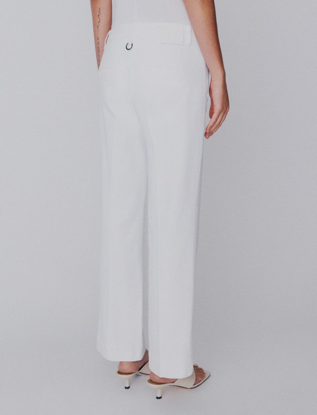 Flared stretch cotton trousers - WHITE - Marella - 3
