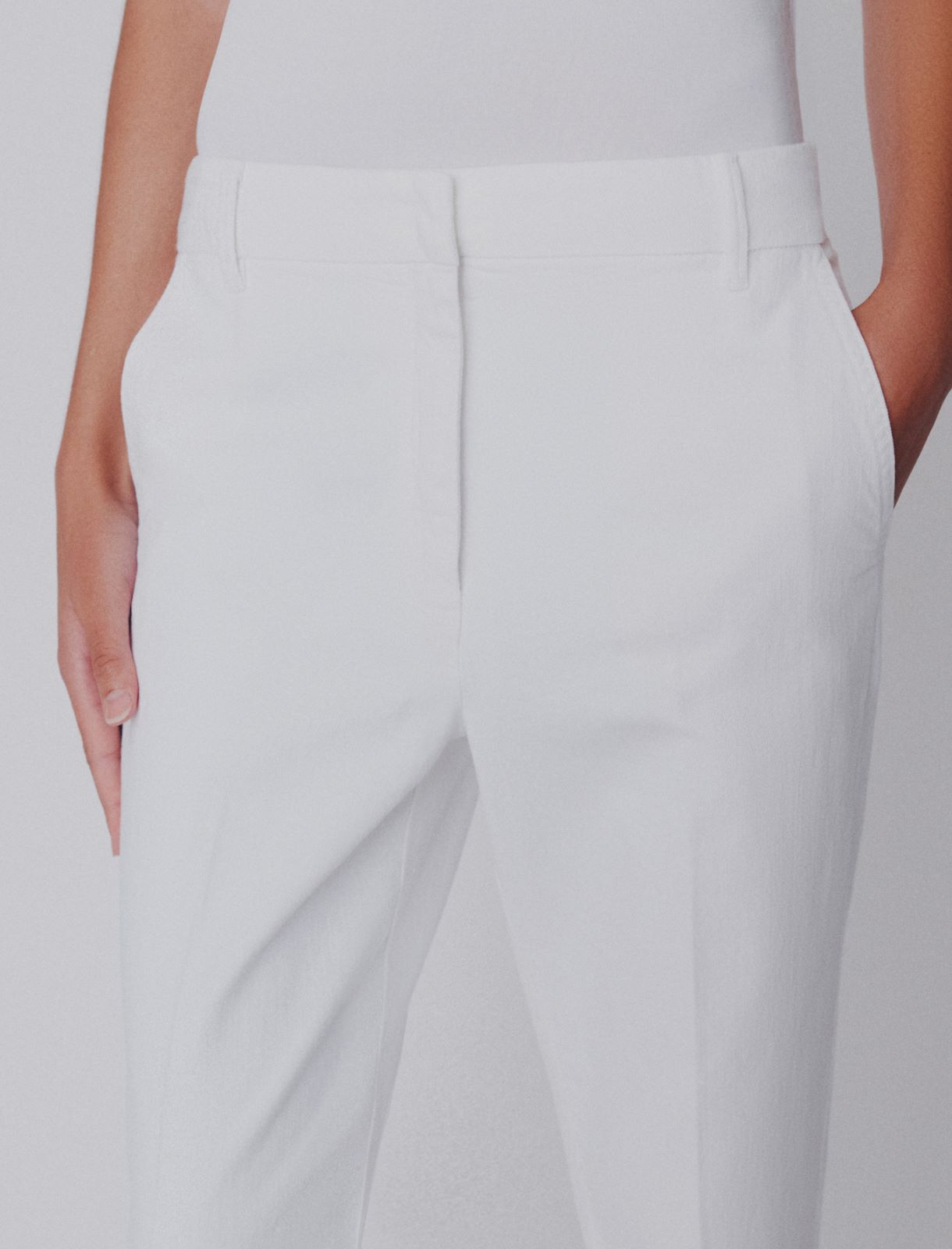 Flared stretch cotton trousers - WHITE - Marella - 5