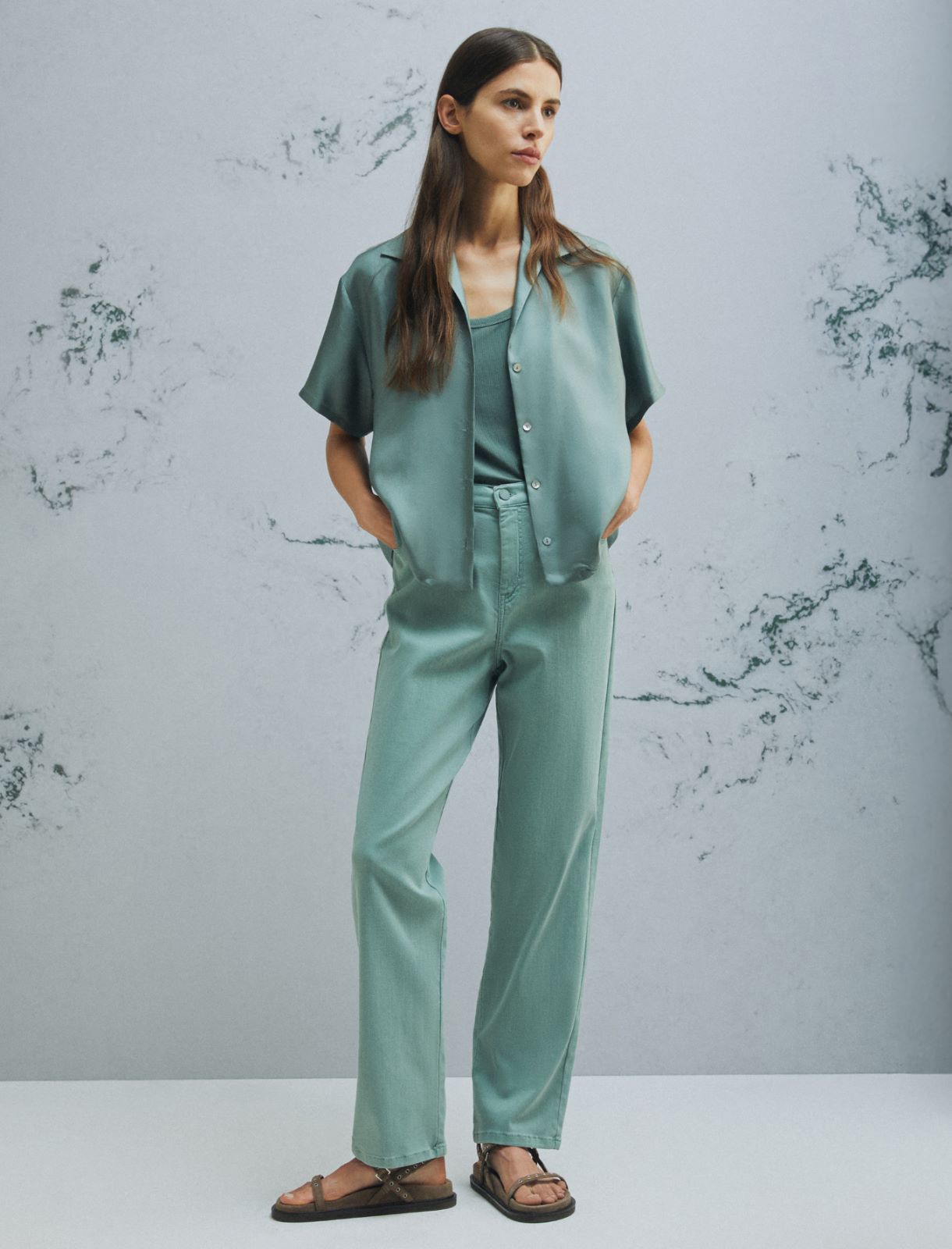 Stretch 5-pocket tomboy trousers - GREEN - Marella - 2