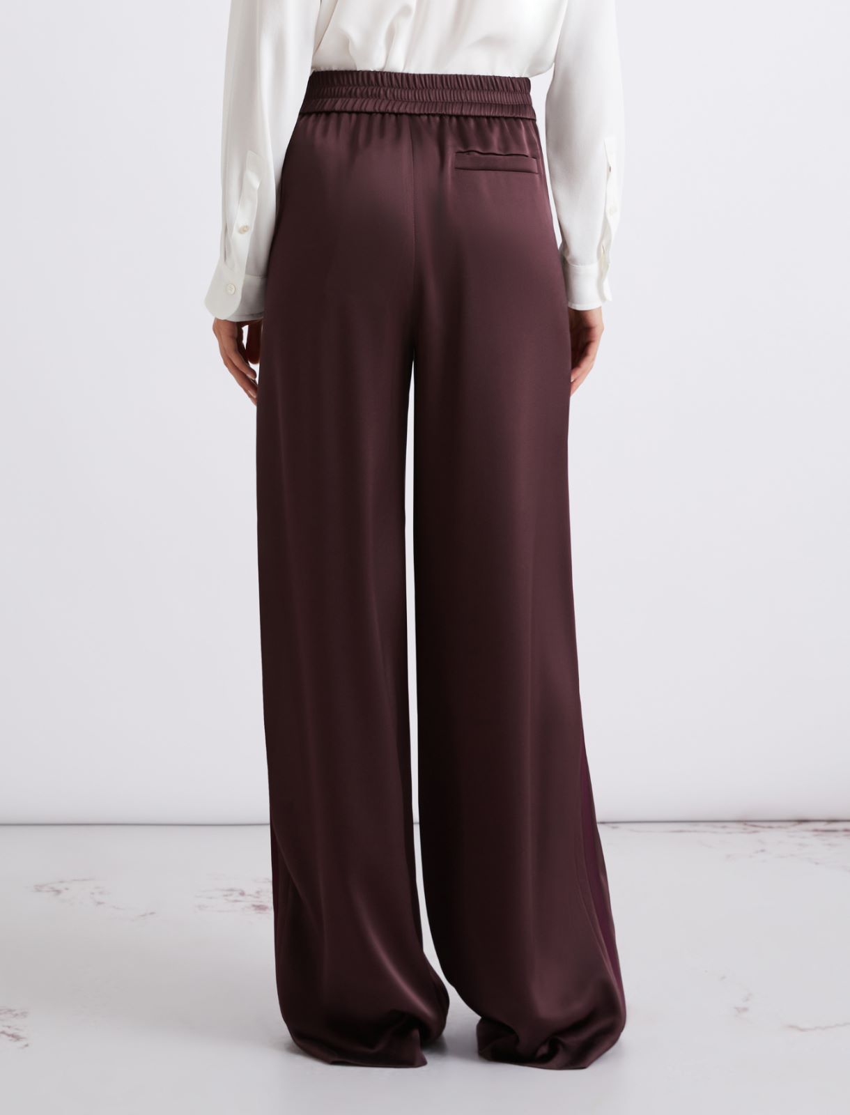 Satin elasticated-waist trousers - BORDEAUX - Marella - 3