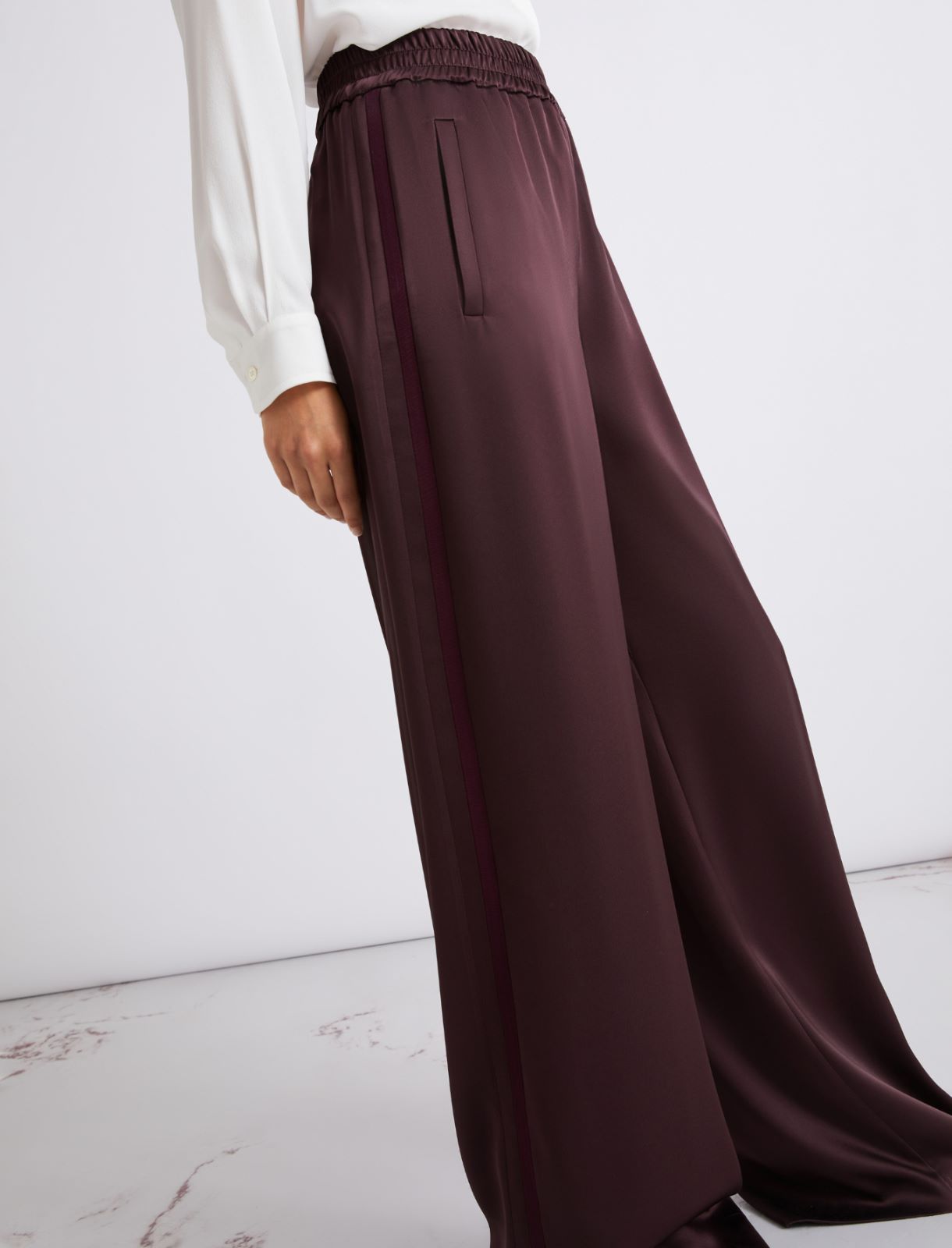 Satin elasticated-waist trousers - BORDEAUX - Marella - 5