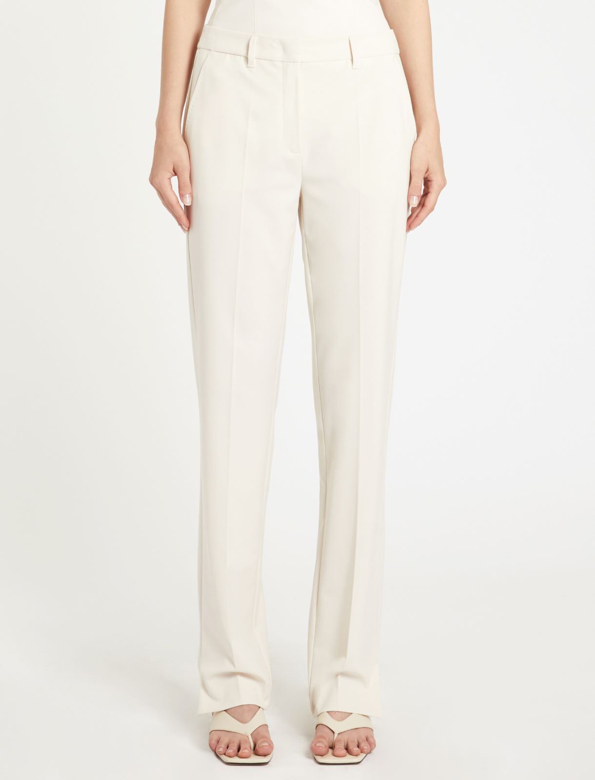 Mini-Flare-Hose aus Stretch-Canvas - WEISS - Marella - 3