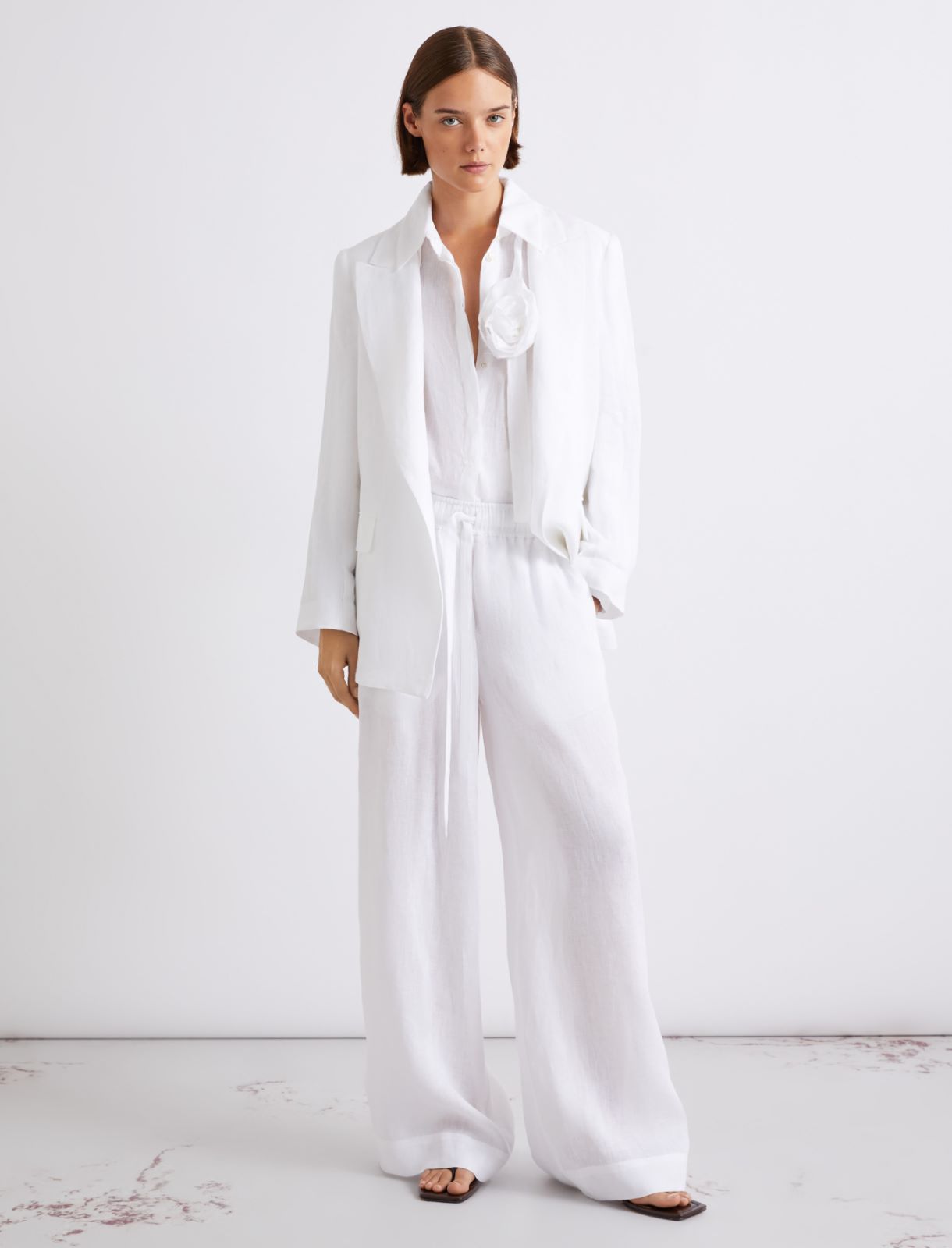 Pantalon en pur lin - BLANC NEUTRE - Marella - 2