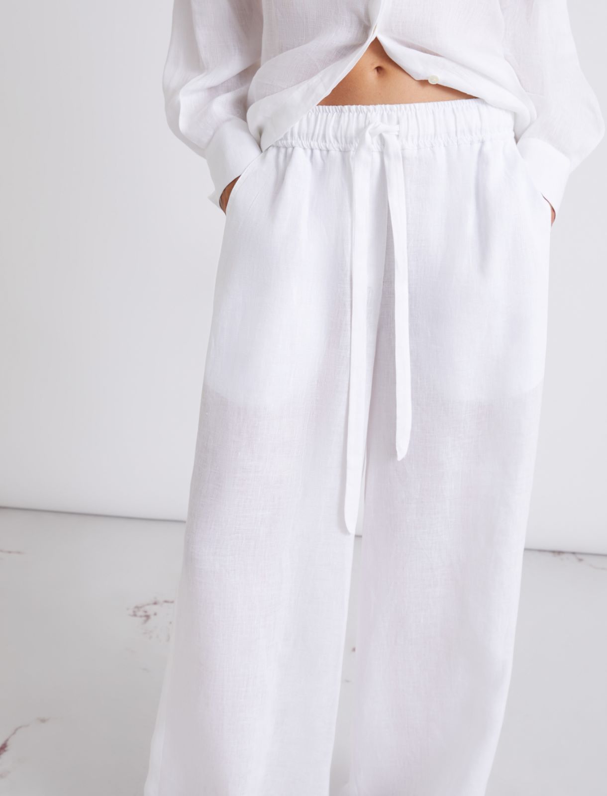 Pantalon en pur lin - BLANC NEUTRE - Marella - 5