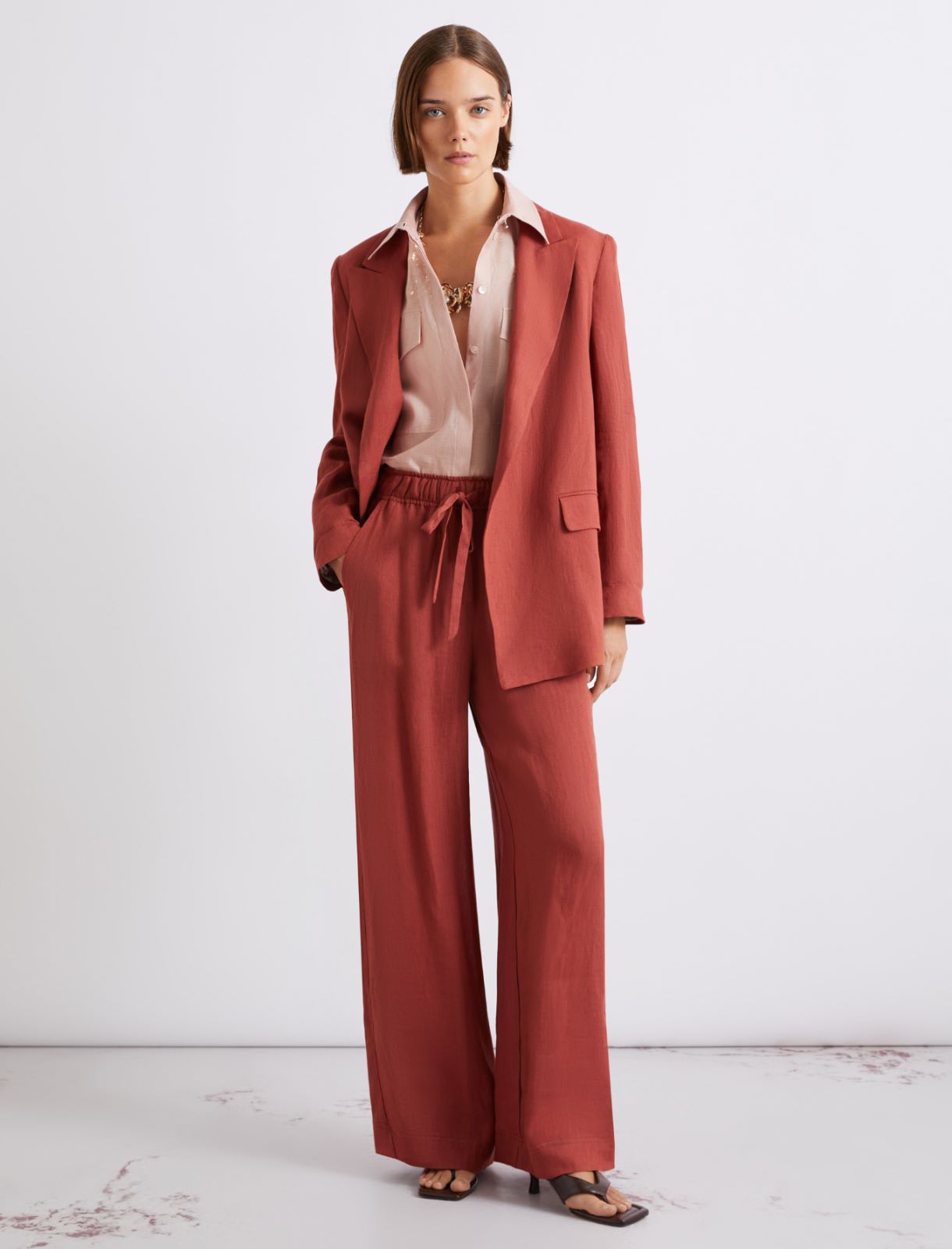 Pantalon en pur lin - BRIQUE ROUGE - Marella - 2